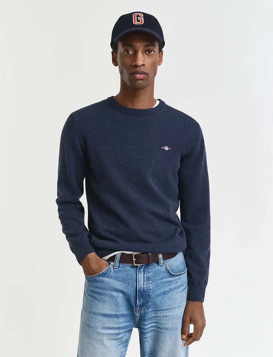 Gant - SUPERFINE LAMBSWOOL C-NECK - rundhals - dark navy melange - 0