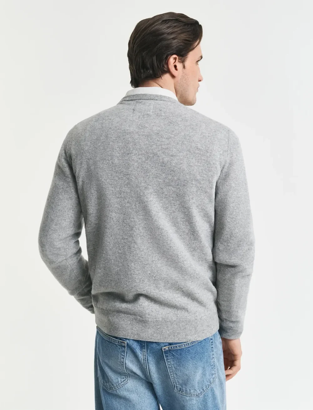 GANT - SUPERFINE LAMBSWOOL C-NECK - round necks - grey melange - 3