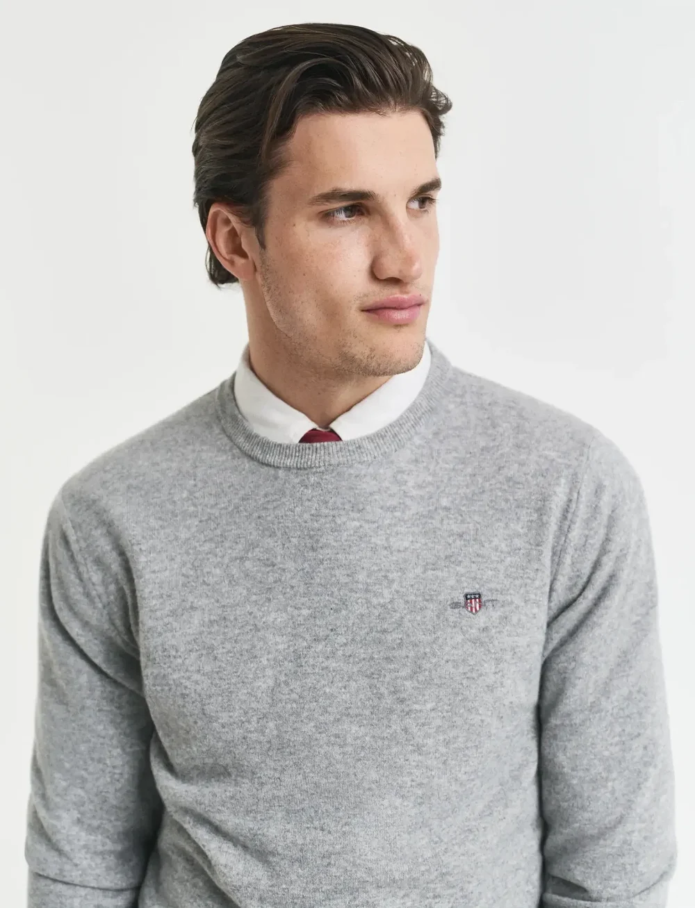 GANT - SUPERFINE LAMBSWOOL C-NECK - round necks - grey melange - 4