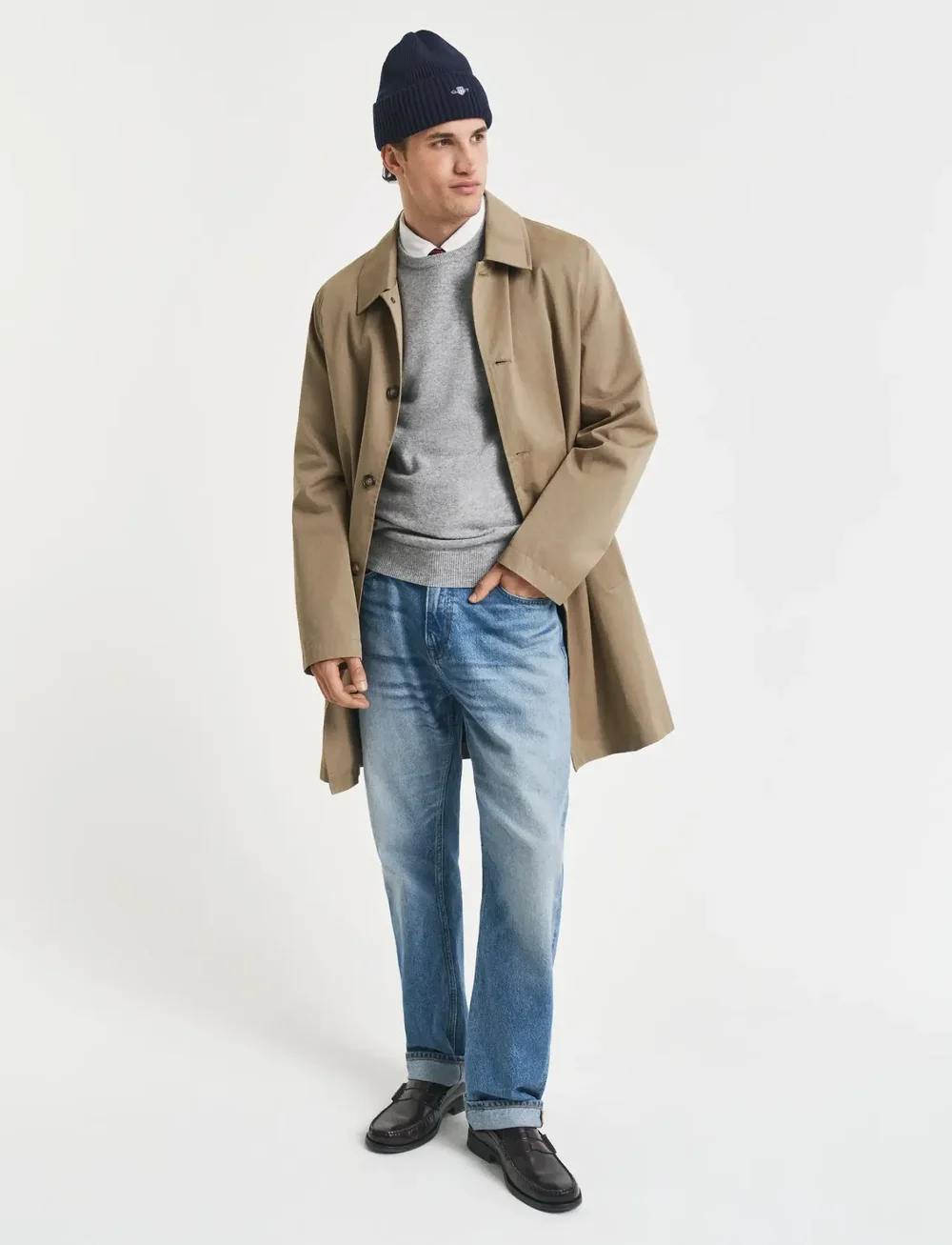 GANT - SUPERFINE LAMBSWOOL C-NECK - round necks - grey melange - 5