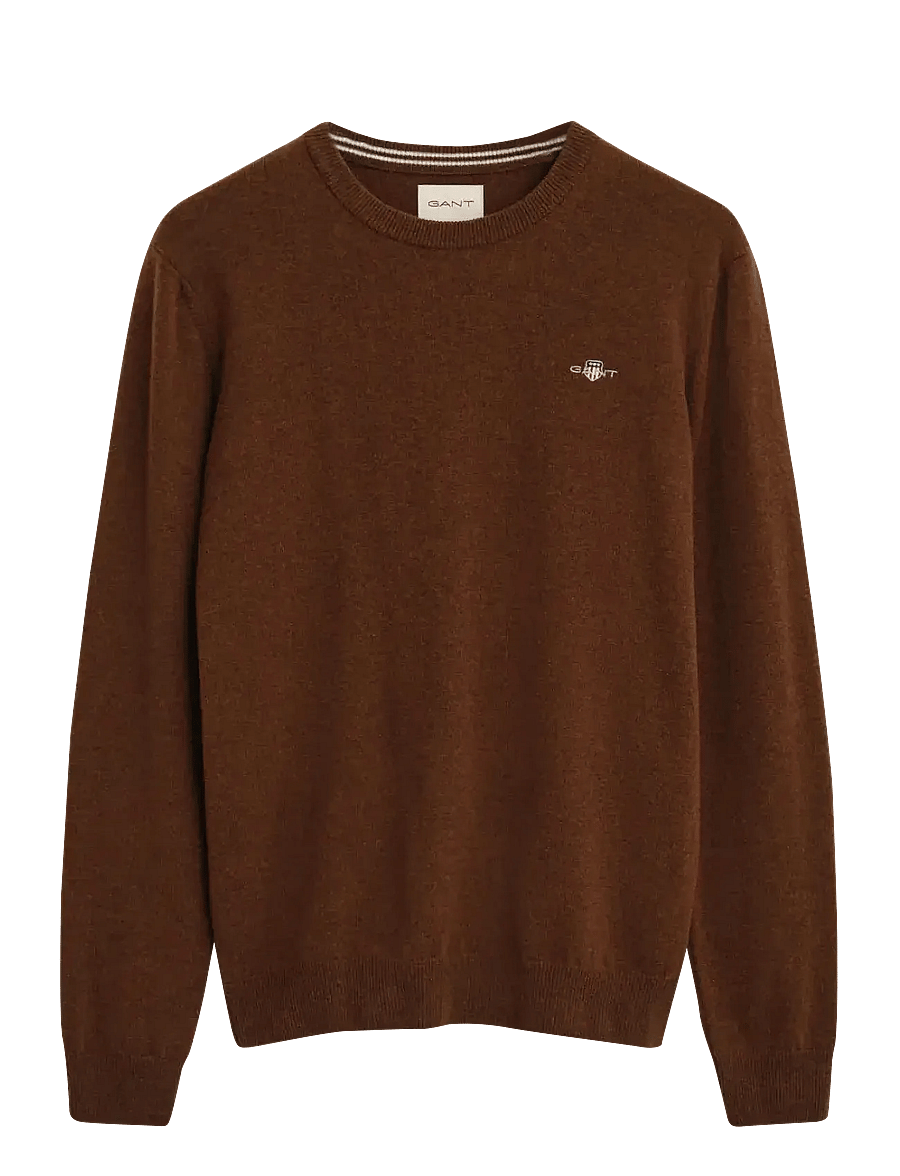 Gant - SUPERFINE LAMBSWOOL C-NECK - okrągły dekolt - mahogany brown - 1