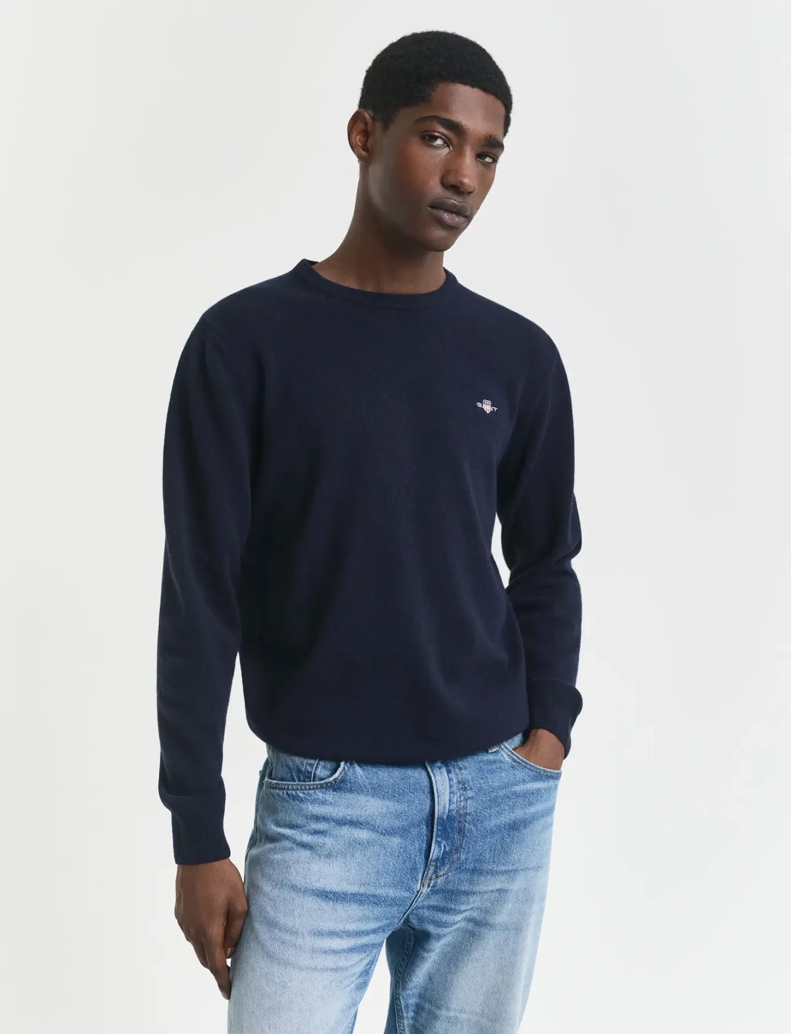 Gant Superfine Lambswool C-Neck stickade tröjor herr – bild 2