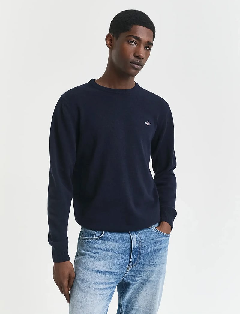 GANT - SUPERFINE LAMBSWOOL C-NECK - okrągły dekolt - marine - 0