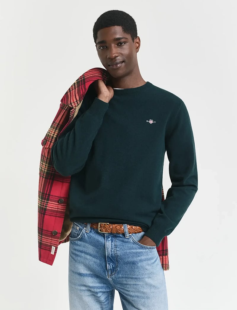 GANT - SUPERFINE LAMBSWOOL C-NECK - rund hals - tartan green - 0