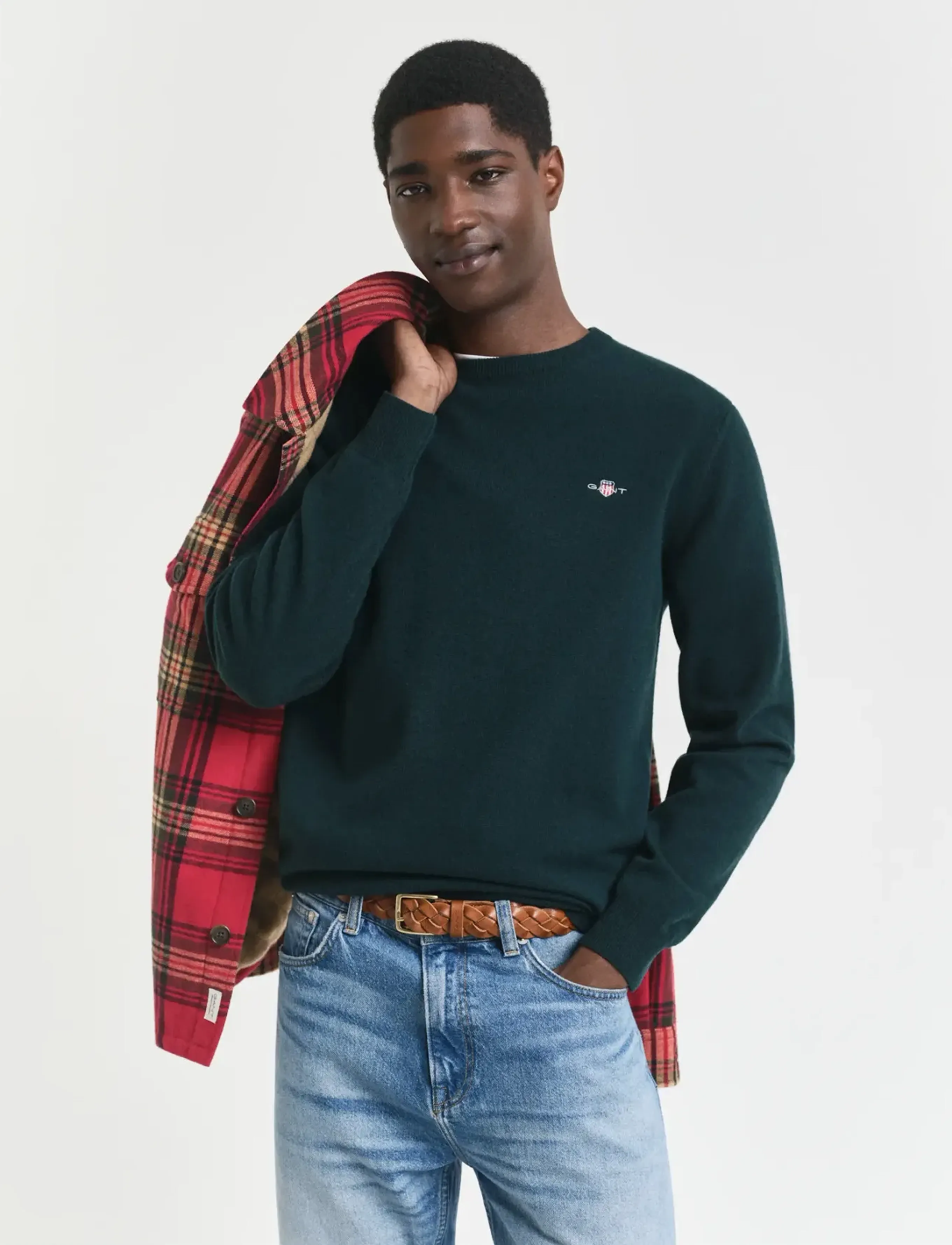 Gant - SUPERFINE LAMBSWOOL C-NECK - rundhals - tartan green - 0