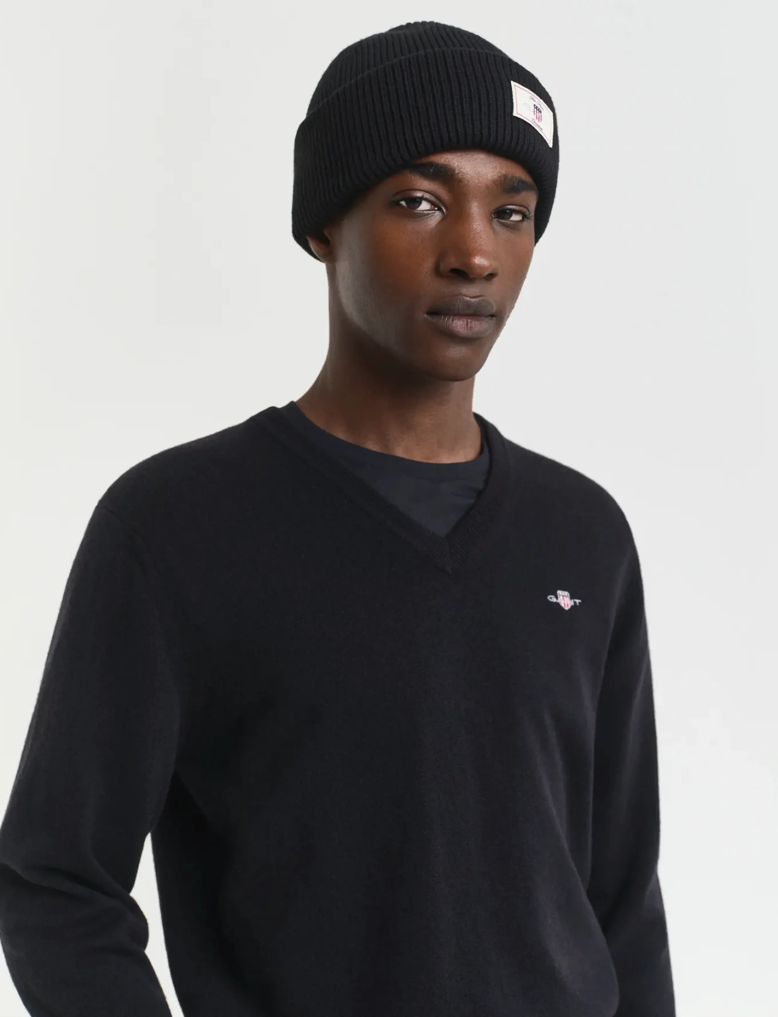 Gant - SUPERFINE LAMBSWOOL V-NECK - trøjer - black - 4