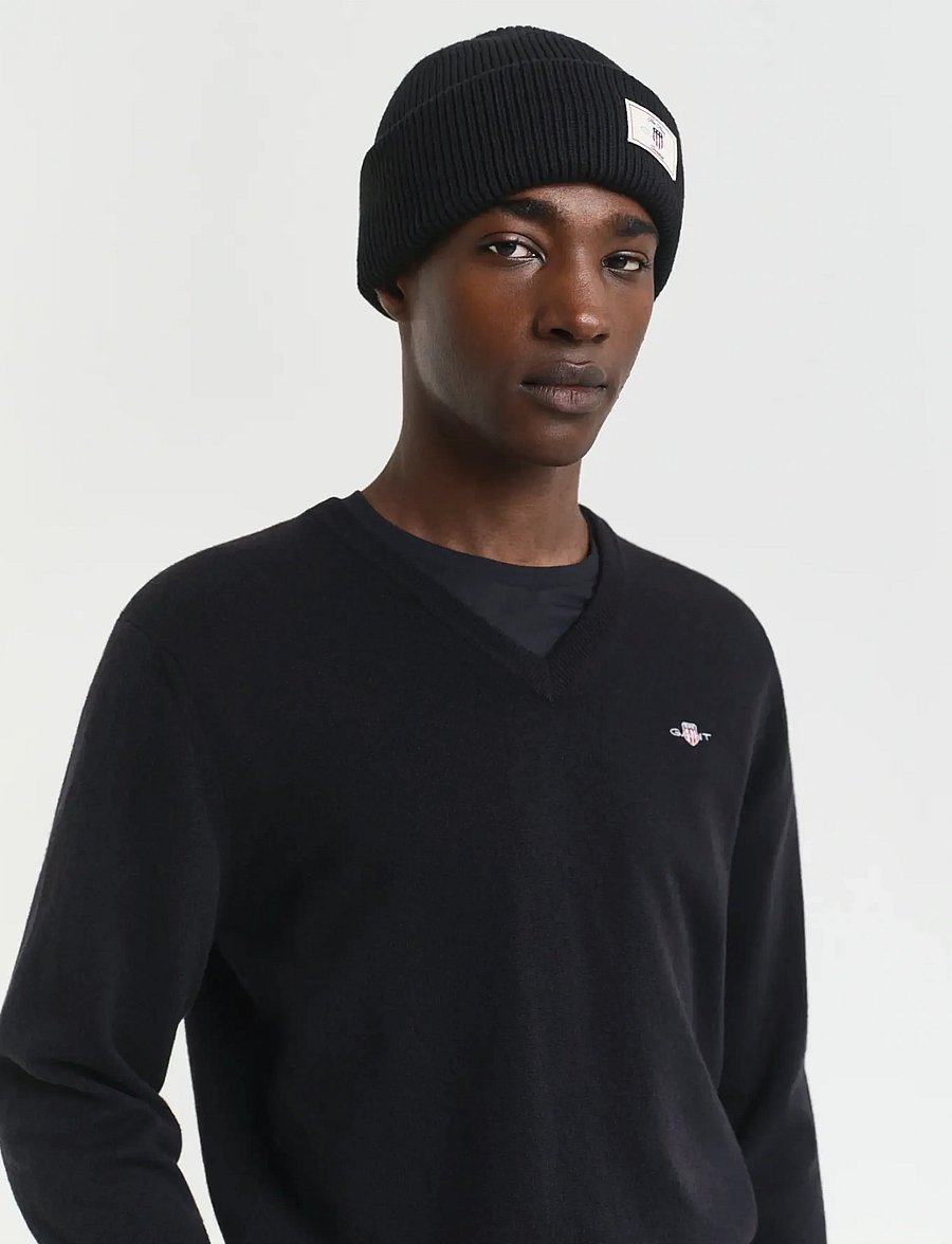 Gant - SUPERFINE LAMBSWOOL V-NECK - v-ausschnitt - black - 4