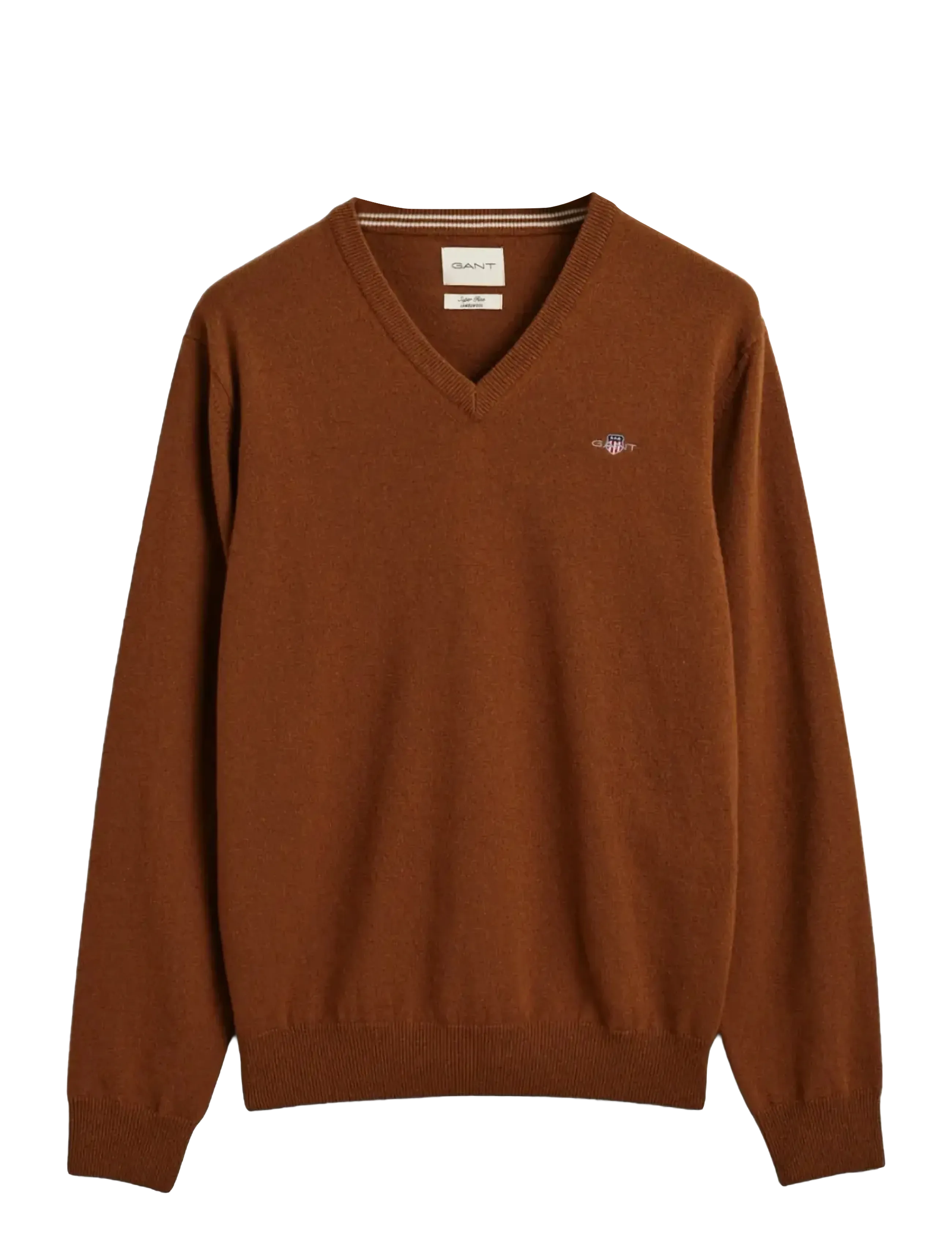 Gant Superfine Lambswool V-Neck, XL, Knitwear, Braun - V-necks, Männerswear