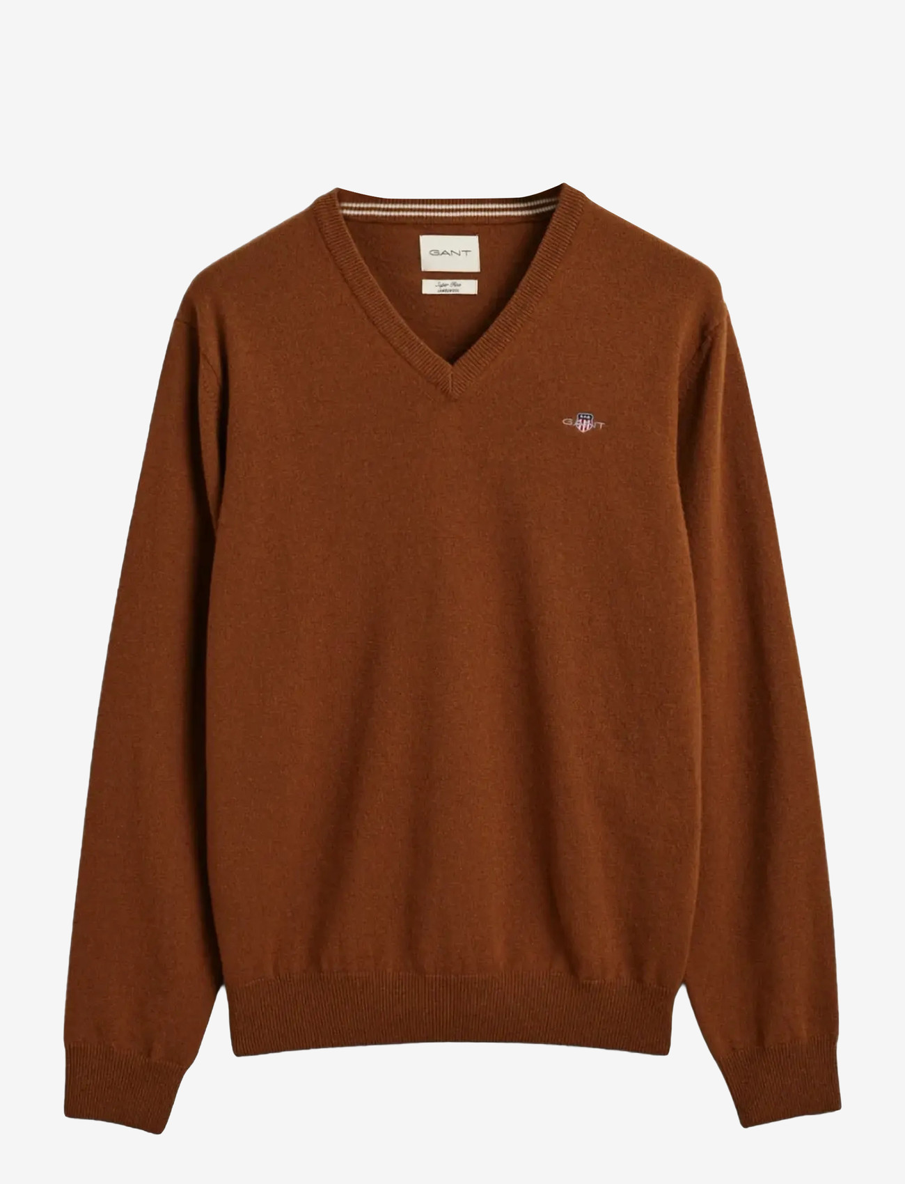 GANT - SUPERFINE LAMBSWOOL V-NECK - v-ringat - cacao - 0
