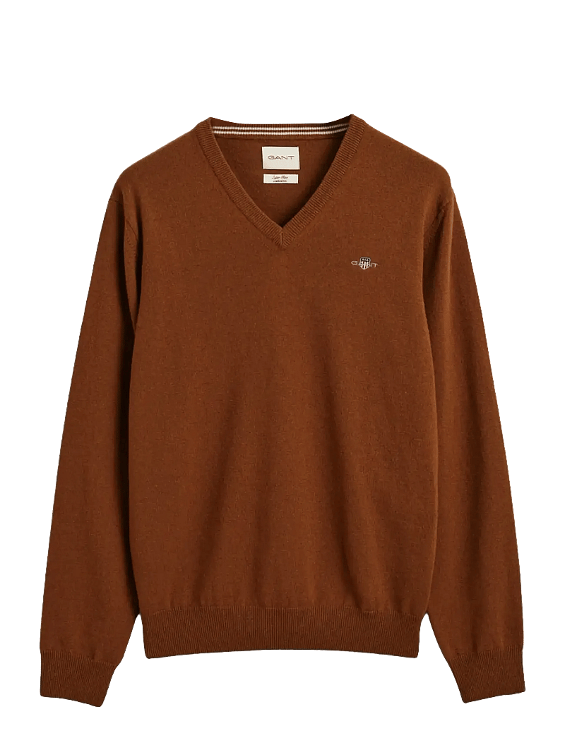 GANT - SUPERFINE LAMBSWOOL V-NECK - v-ringat - cacao - 0