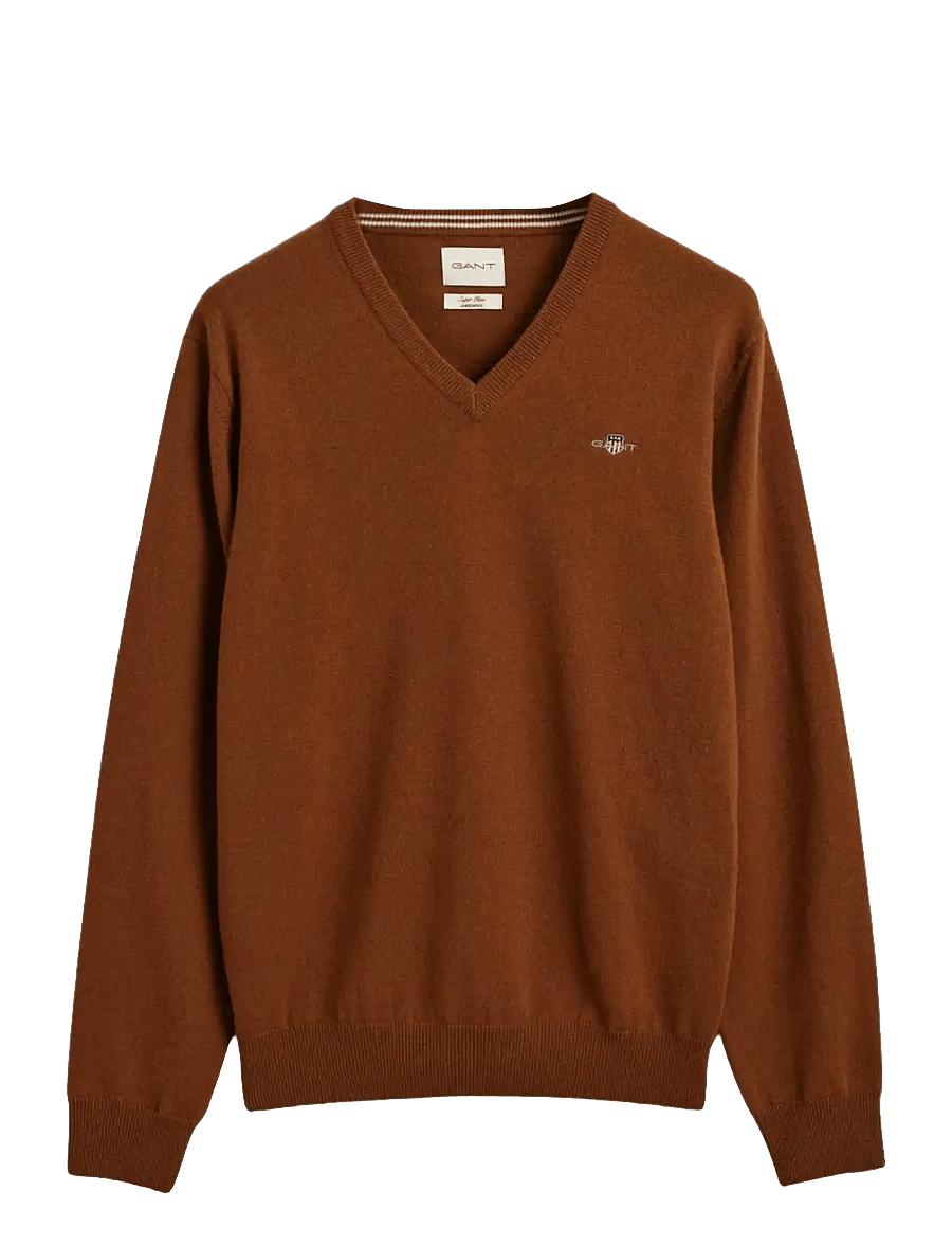 Gant - SUPERFINE LAMBSWOOL V-NECK - v-ringat - cacao - 0