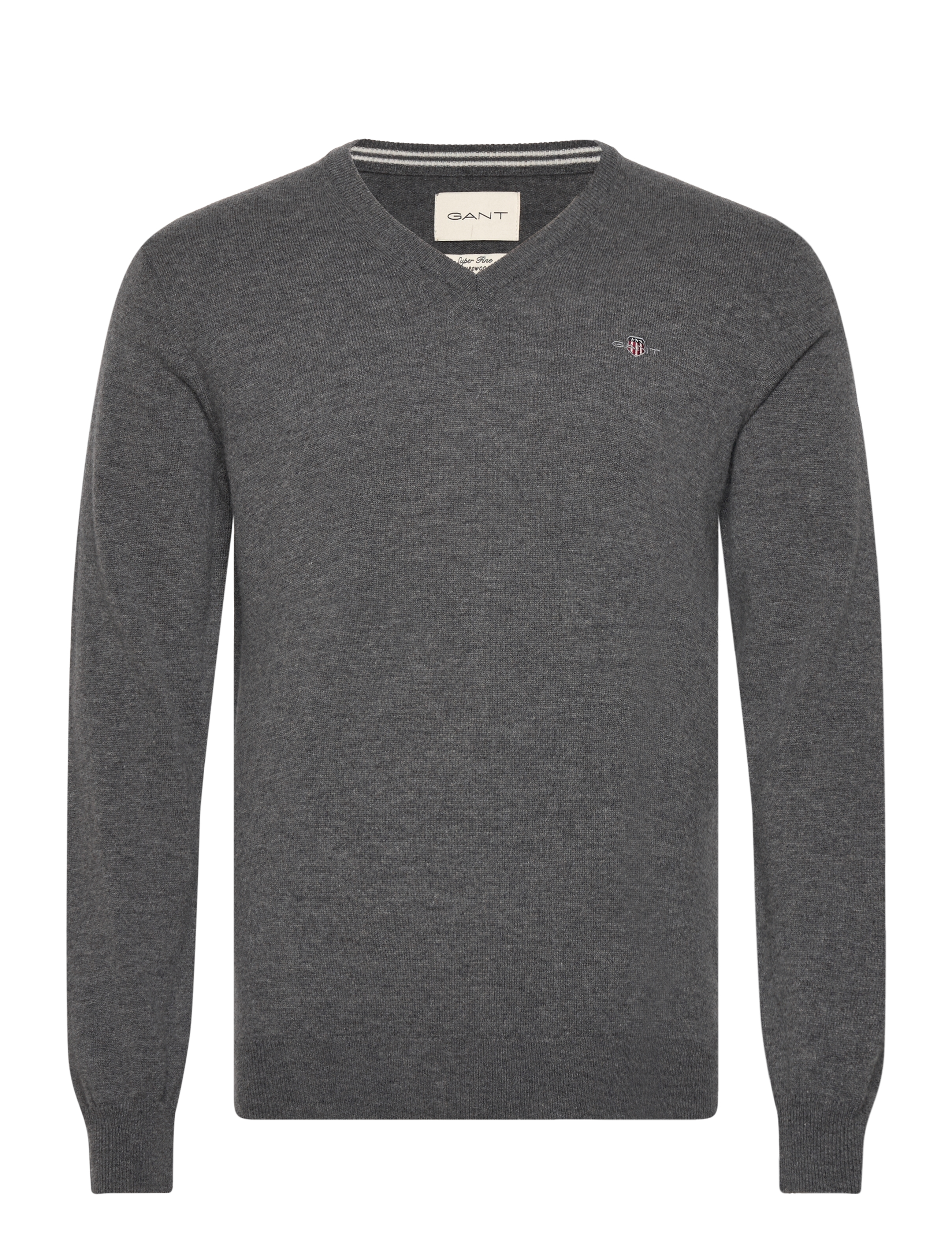 SUPERFINE LAMBSWOOL V-NECK - CHARCOAL MELANGE