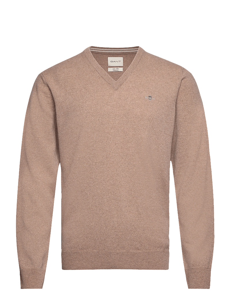 GANT - SUPERFINE LAMBSWOOL V-NECK - v-ringat - dk. sand melange - 1
