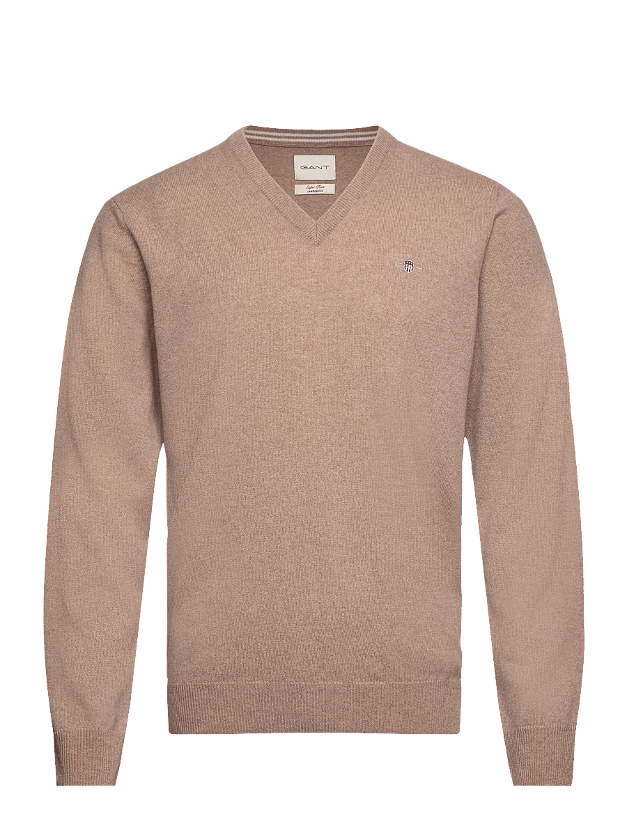Gant - SUPERFINE LAMBSWOOL V-NECK - v-ausschnitt - dk. sand melange - 1