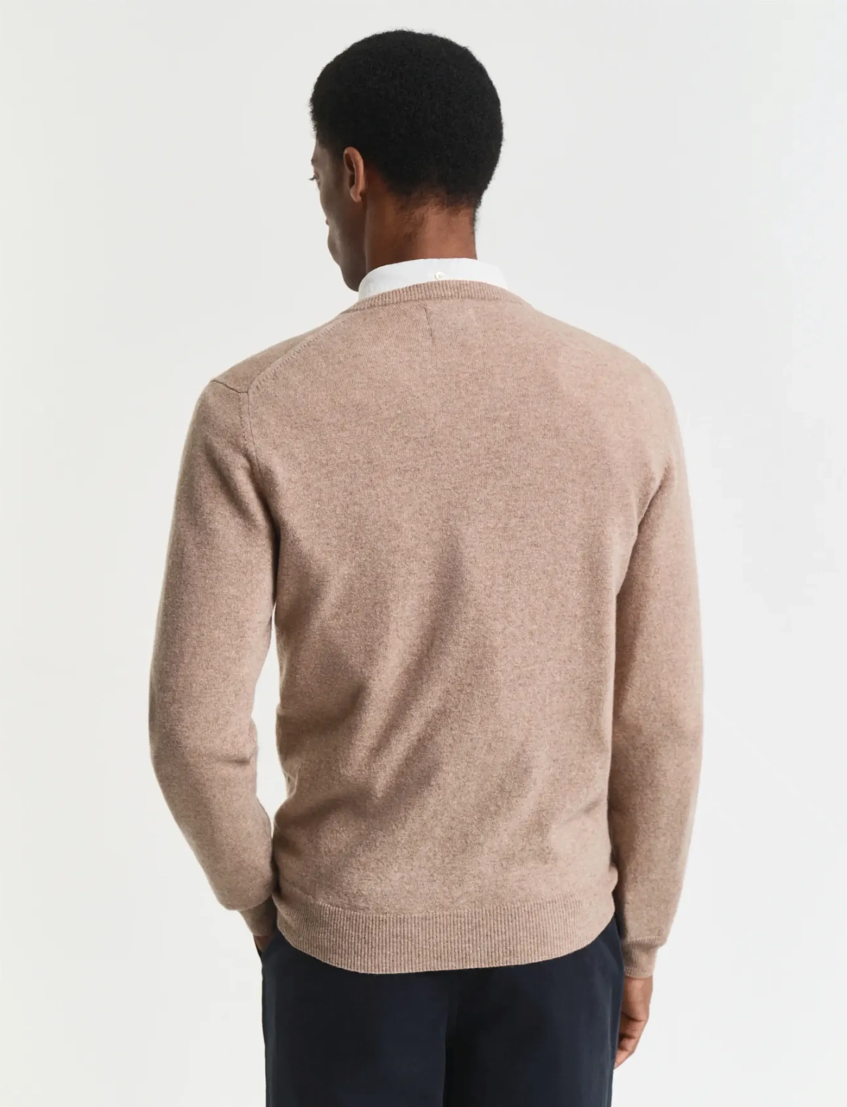 Gant - SUPERFINE LAMBSWOOL V-NECK - trøjer - dk. sand melange - 3