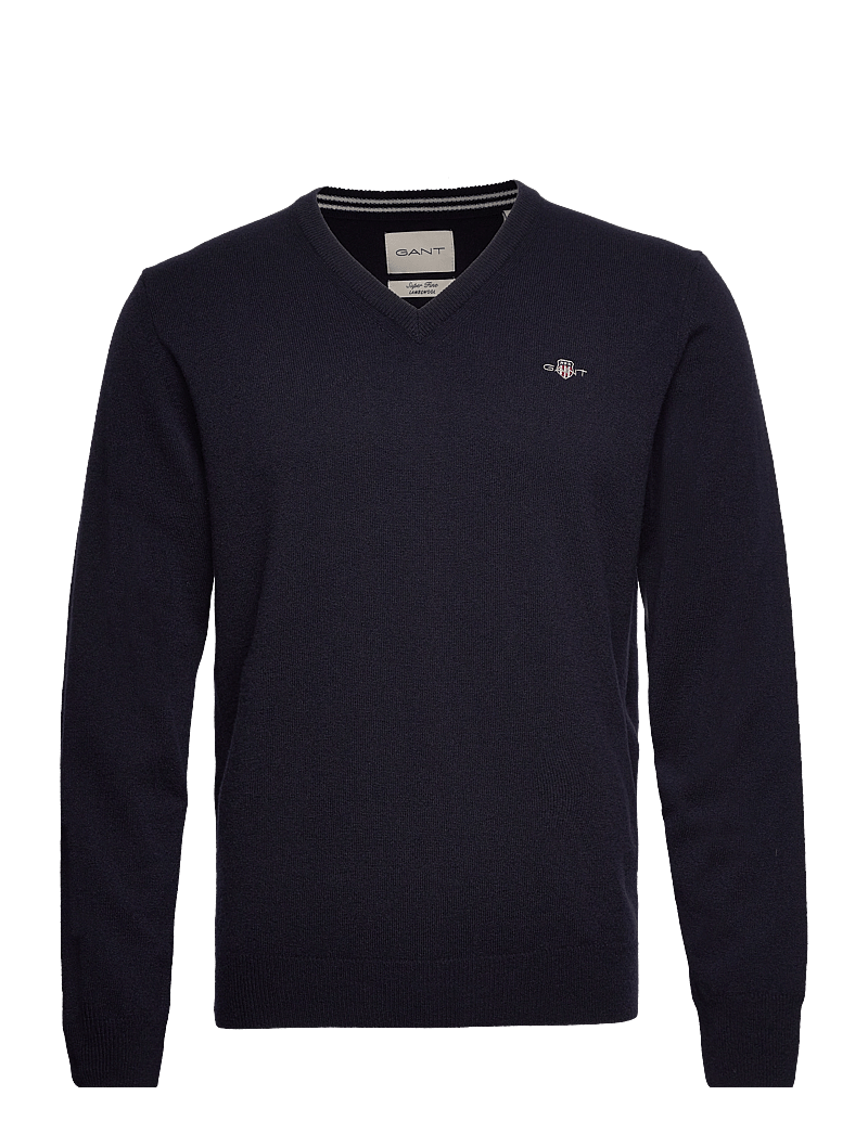 GANT - SUPERFINE LAMBSWOOL V-NECK - v-kaelusega kudumid - marine - 1