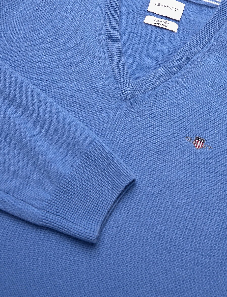 Gant - SUPERFINE LAMBSWOOL V-NECK - v-ausschnitt - perfect blue - 2