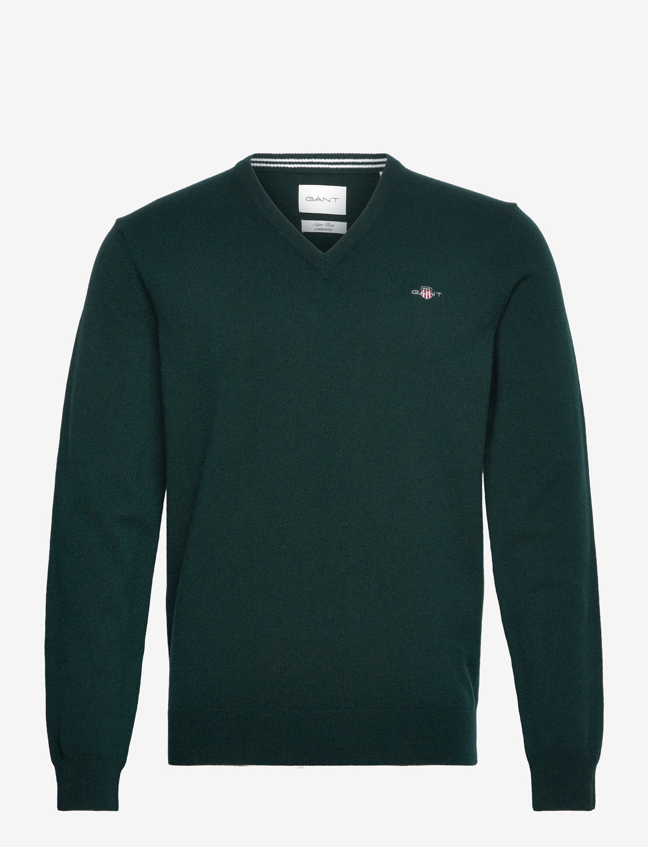 GANT - SUPERFINE LAMBSWOOL V-NECK - v-ringat - tartan green - 1