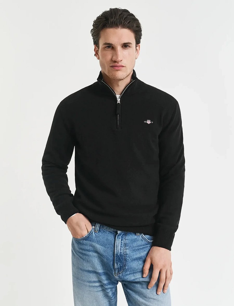 Gant - SUPERFINE LAMBSWOOL HALF ZIP - pullover mit halbem reißverschluss - black - 0