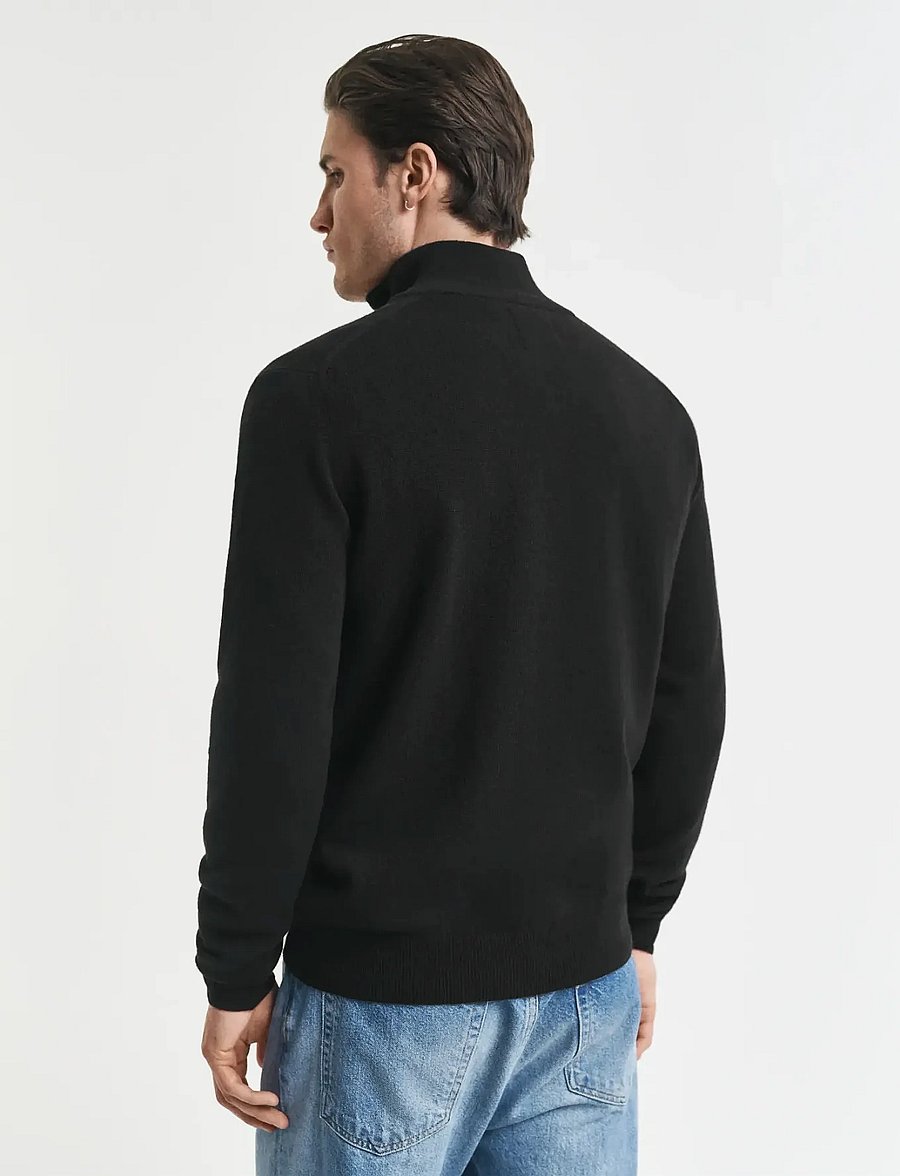 Gant - SUPERFINE LAMBSWOOL HALF ZIP - pullover mit halbem reißverschluss - black - 3