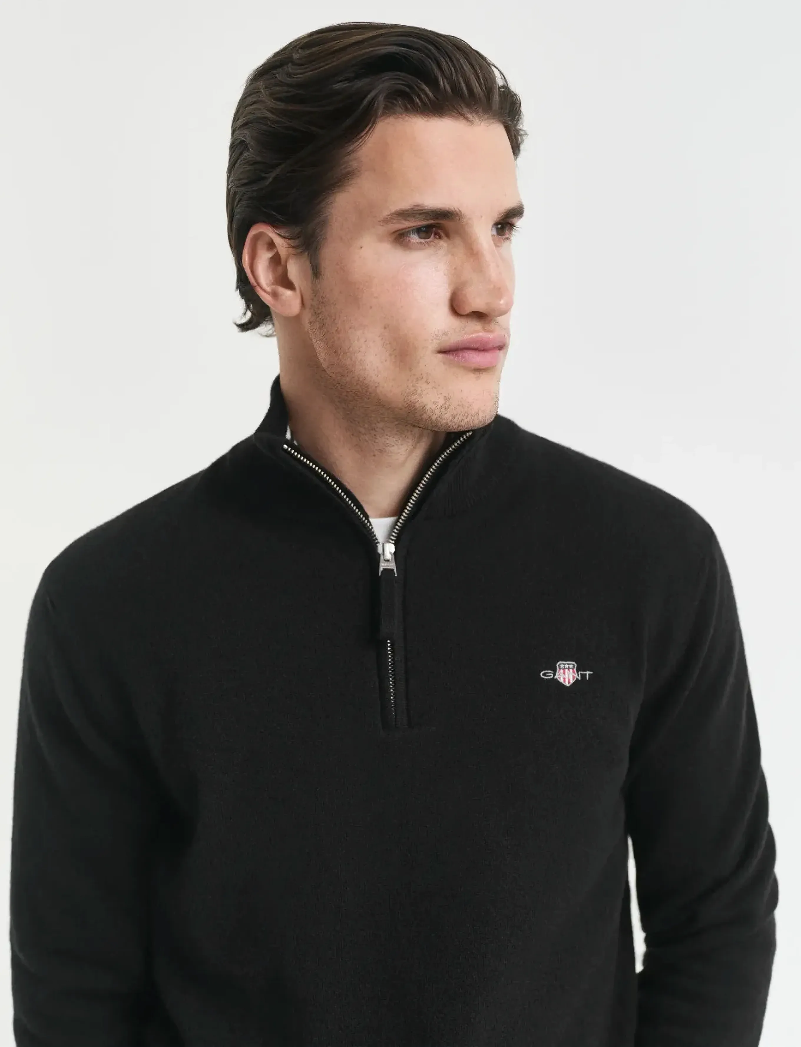 Gant - SUPERFINE LAMBSWOOL HALF ZIP - pullover mit halbem reißverschluss - black - 4