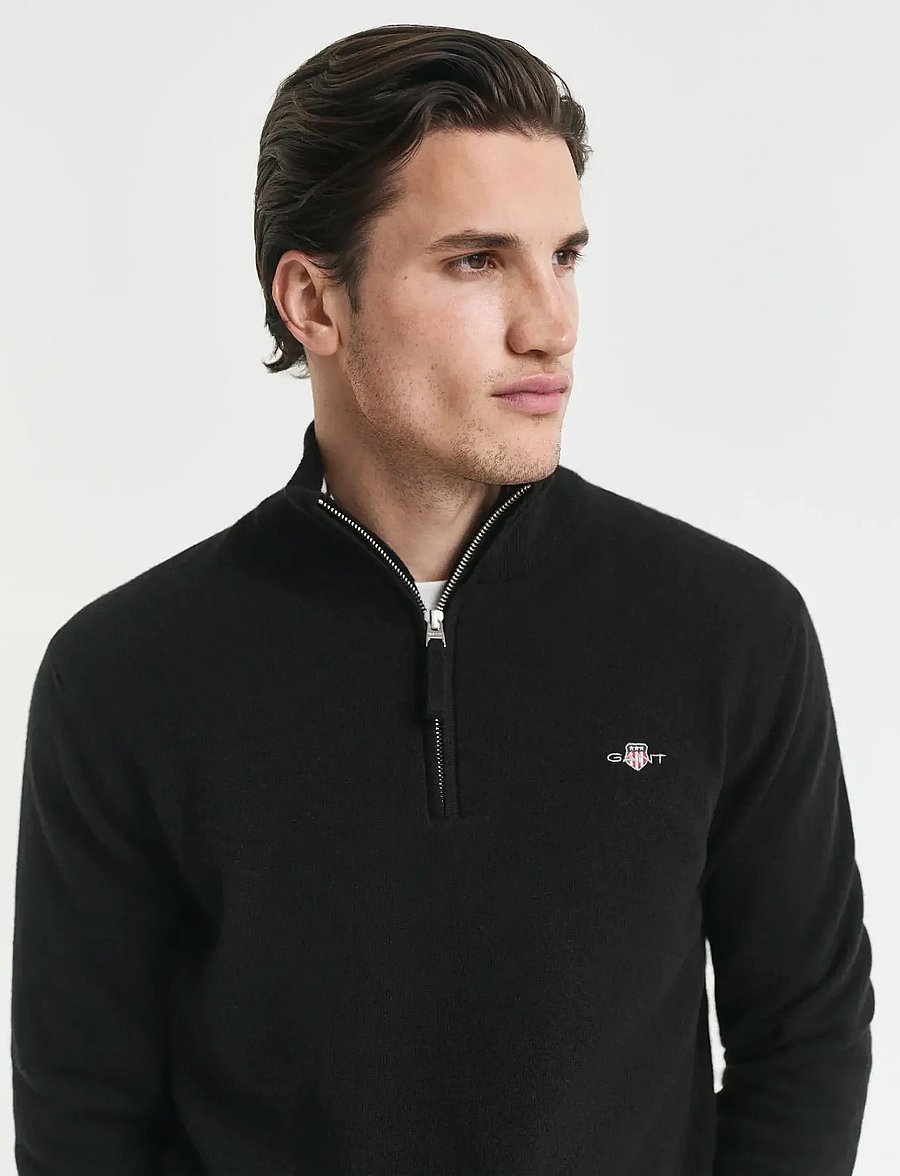 Gant - SUPERFINE LAMBSWOOL HALF ZIP - pullover mit halbem reißverschluss - black - 4