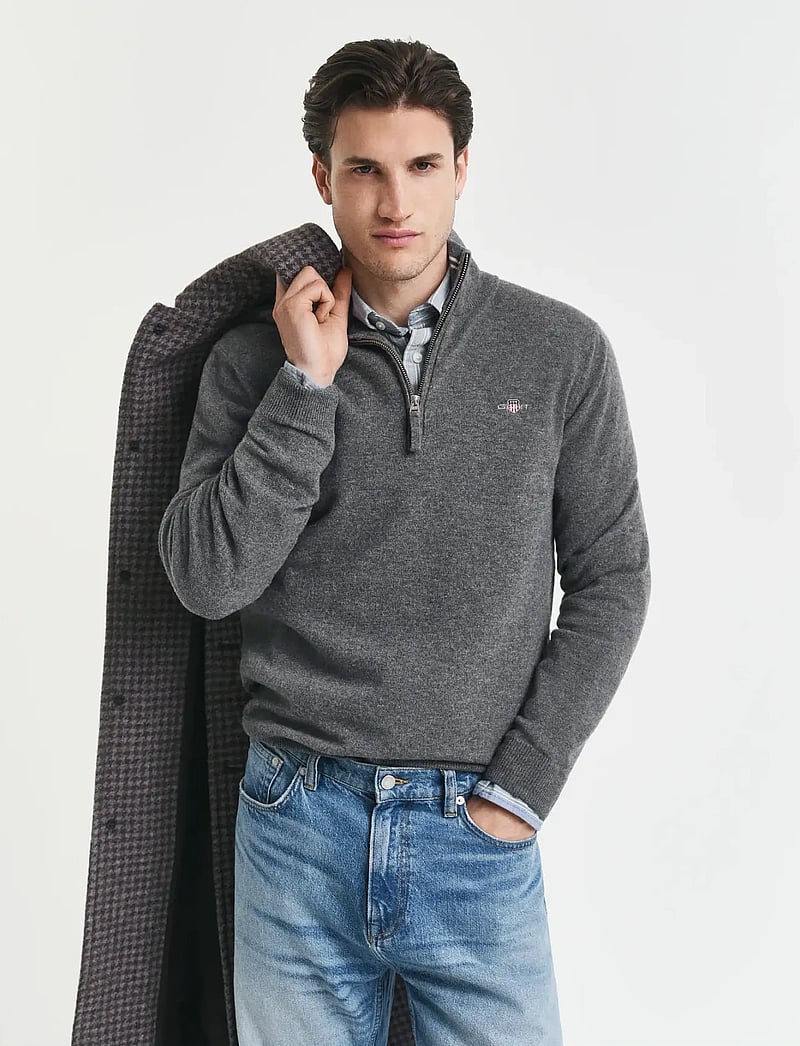 GANT - SUPERFINE LAMBSWOOL HALF ZIP - pulls demi-zippés - charcoal melange - 0