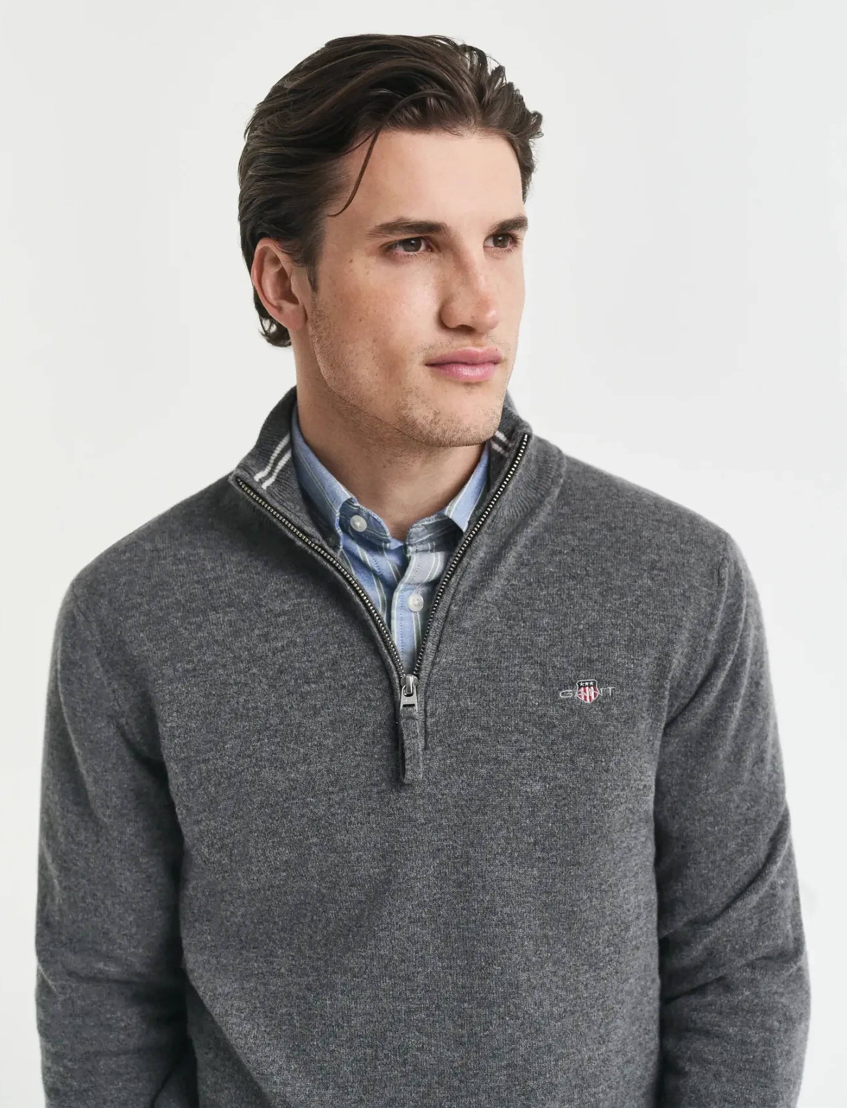 Gant - SUPERFINE LAMBSWOOL HALF ZIP - half zip jumpers - charcoal melange - 4