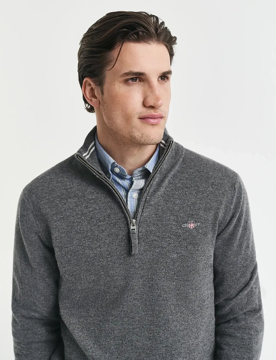 Gant - SUPERFINE LAMBSWOOL HALF ZIP - pullover mit halbem reißverschluss - charcoal melange - 4