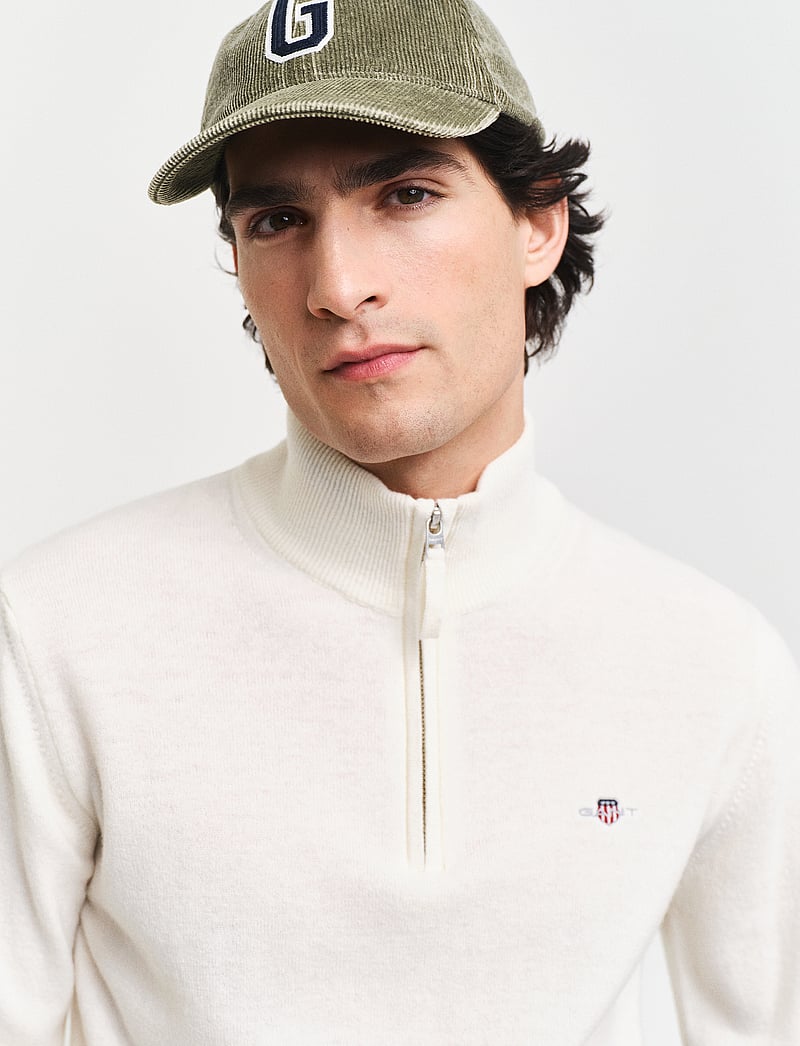 GANT - SUPERFINE LAMBSWOOL HALF ZIP - half zip jumpers - cream - 4