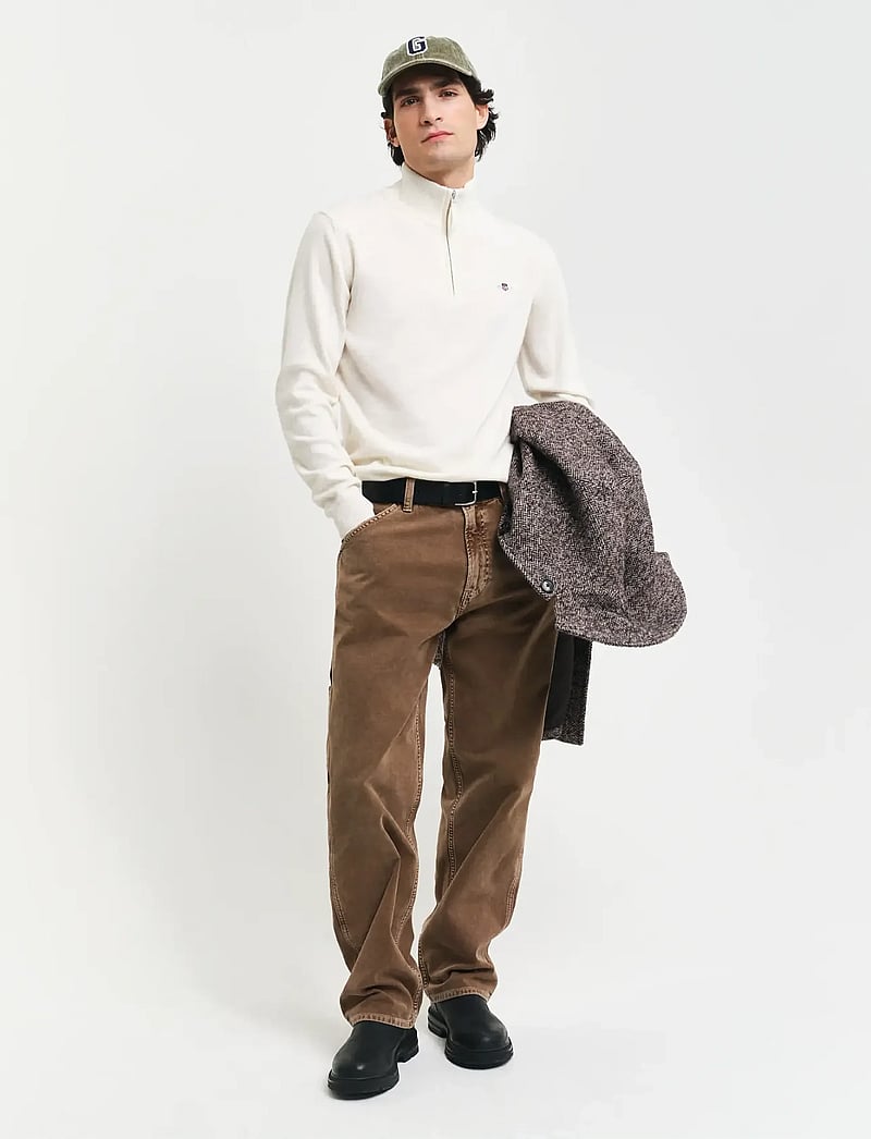 GANT - SUPERFINE LAMBSWOOL HALF ZIP - half zip jumpers - cream - 5