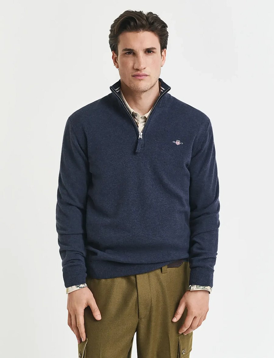 Gant - SUPERFINE LAMBSWOOL HALF ZIP - pullover mit halbem reißverschluss - dark navy melange - 0