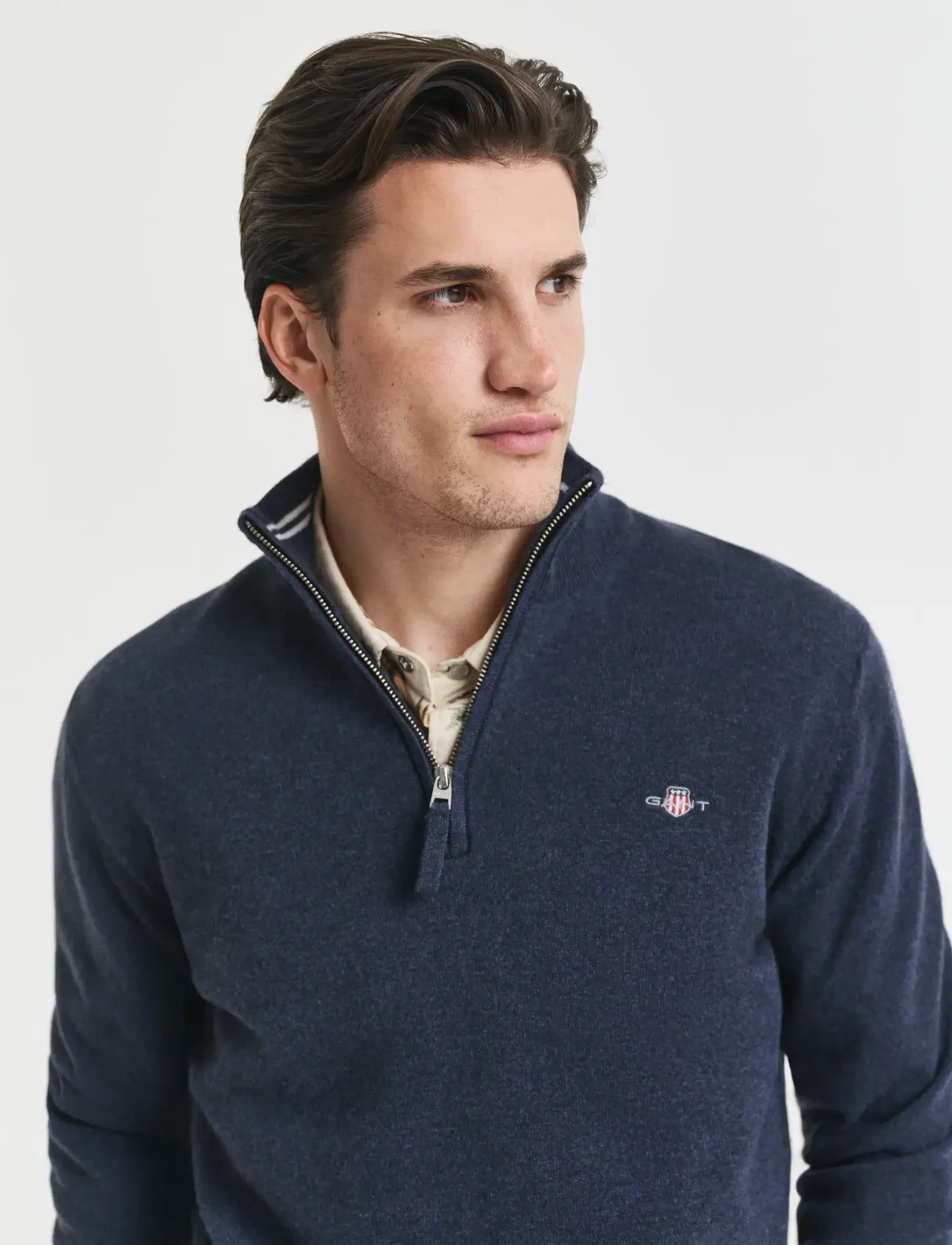 Gant - SUPERFINE LAMBSWOOL HALF ZIP - tõmblukk-kaelusega džemprid - dark navy melange - 4