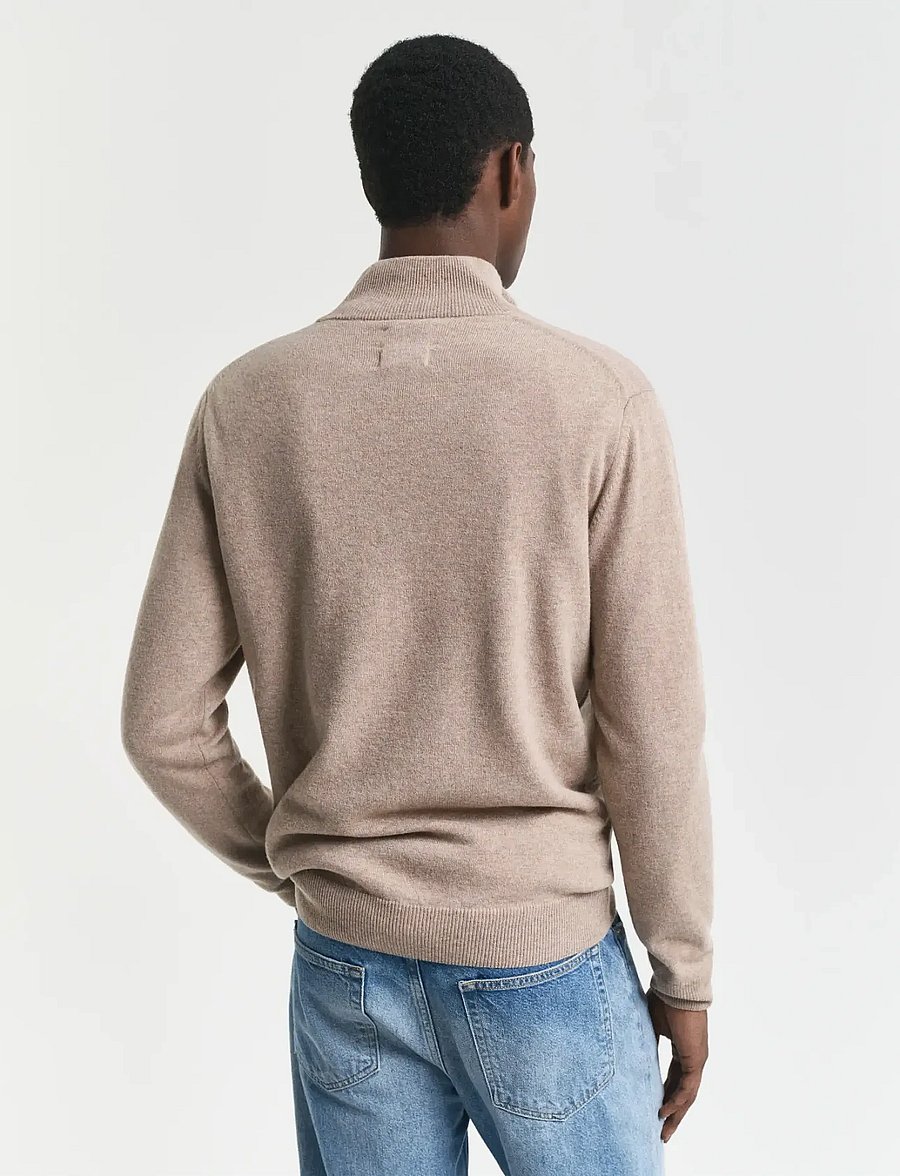 Gant - SUPERFINE LAMBSWOOL HALF ZIP - pullover mit halbem reißverschluss - dk. sand melange - 3