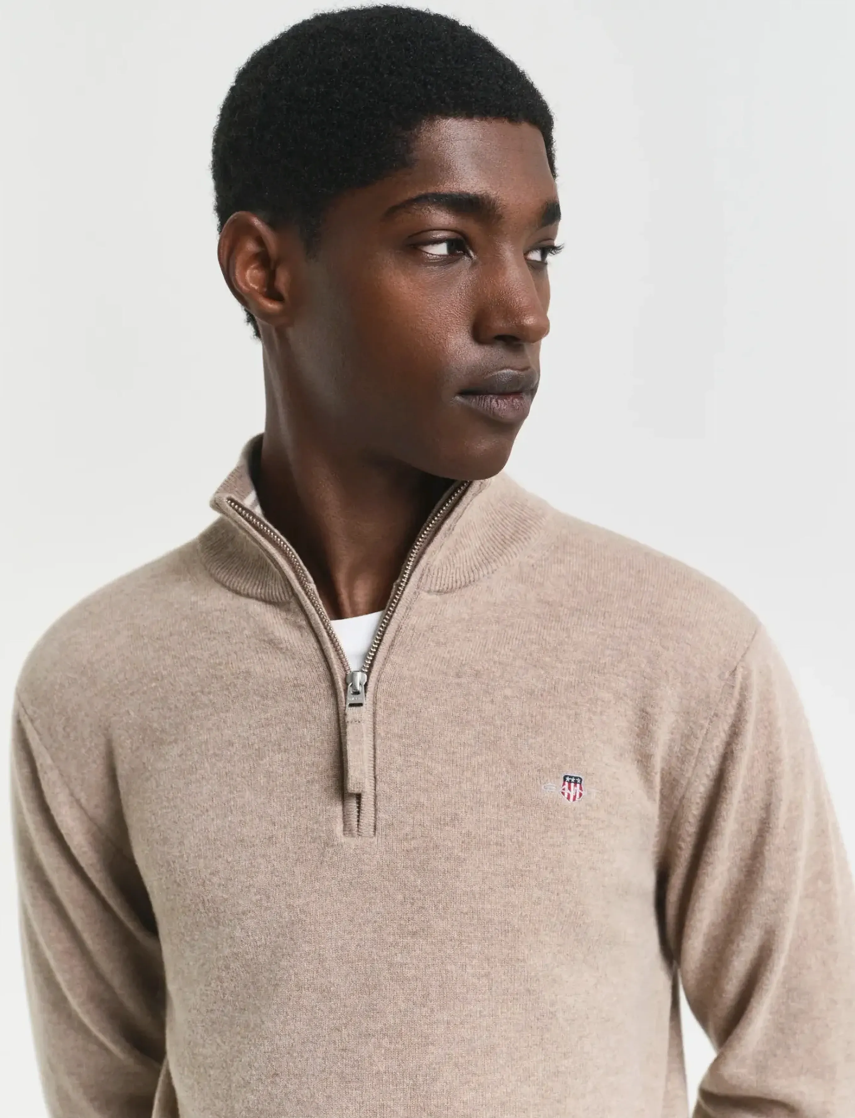 Gant - SUPERFINE LAMBSWOOL HALF ZIP - tõmblukk-kaelusega džemprid - dk. sand melange - 4