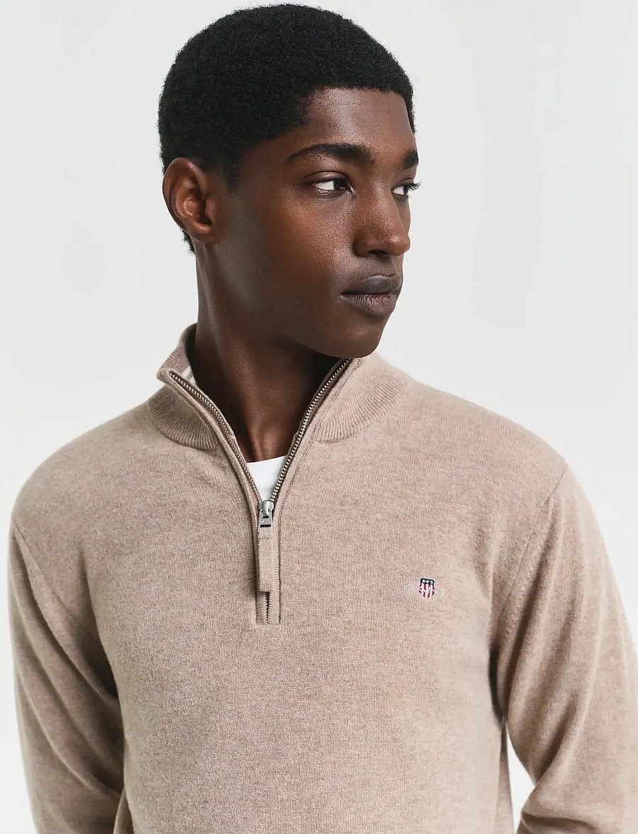 Gant - SUPERFINE LAMBSWOOL HALF ZIP - pullover mit halbem reißverschluss - dk. sand melange - 4