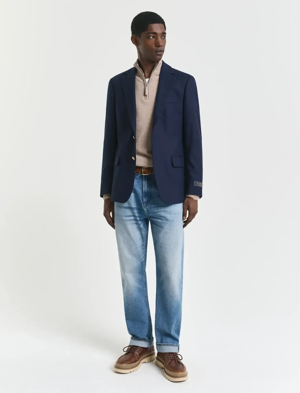 GANT - SUPERFINE LAMBSWOOL HALF ZIP - halfzip strik - dk. sand melange - 5