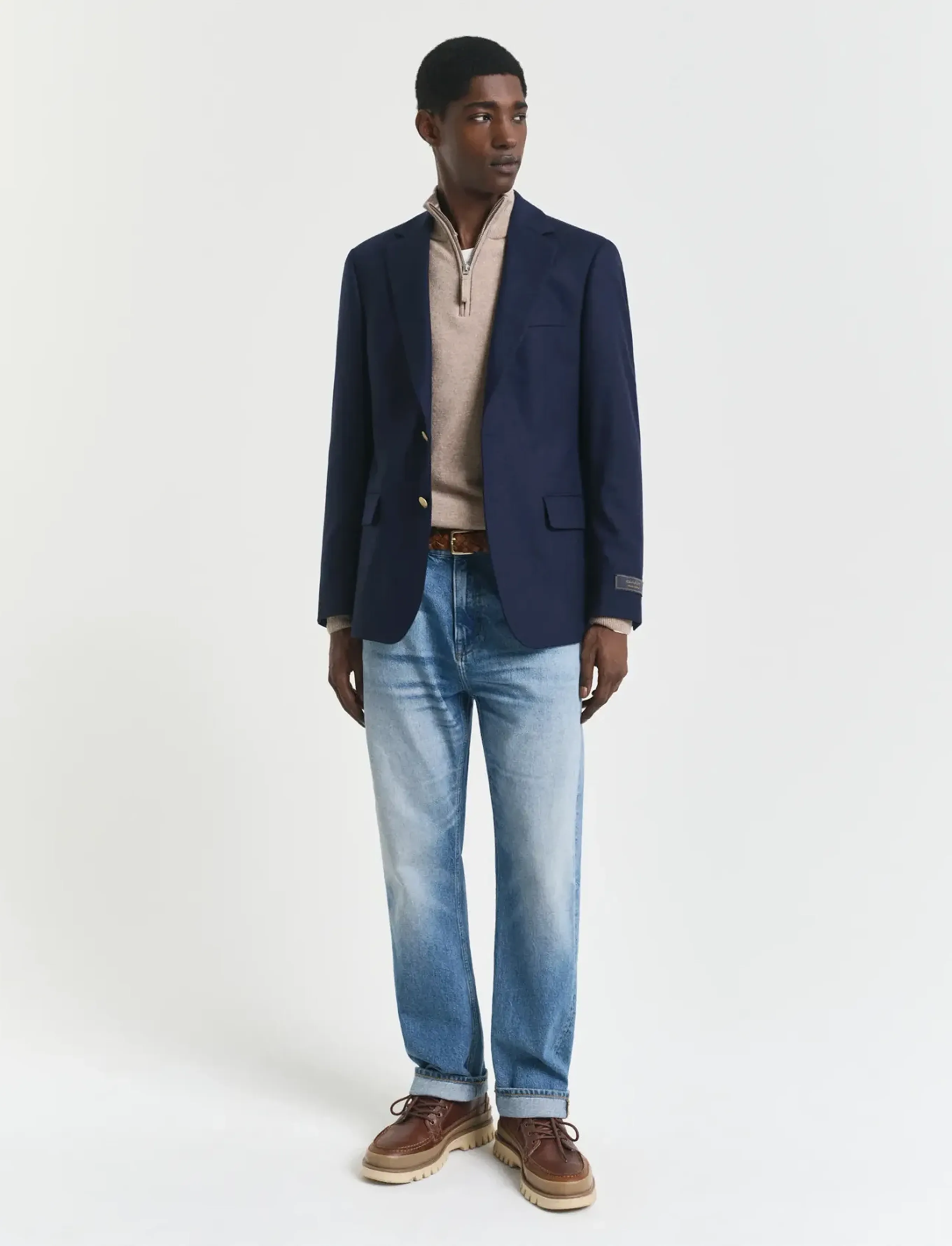 Gant - SUPERFINE LAMBSWOOL HALF ZIP - tõmblukk-kaelusega džemprid - dk. sand melange - 5