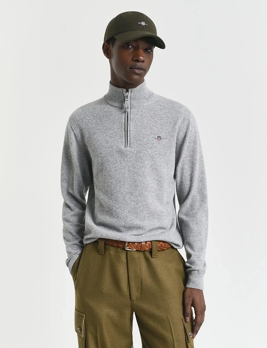 Gant - SUPERFINE LAMBSWOOL HALF ZIP - pullover mit halbem reißverschluss - grey melange - 0