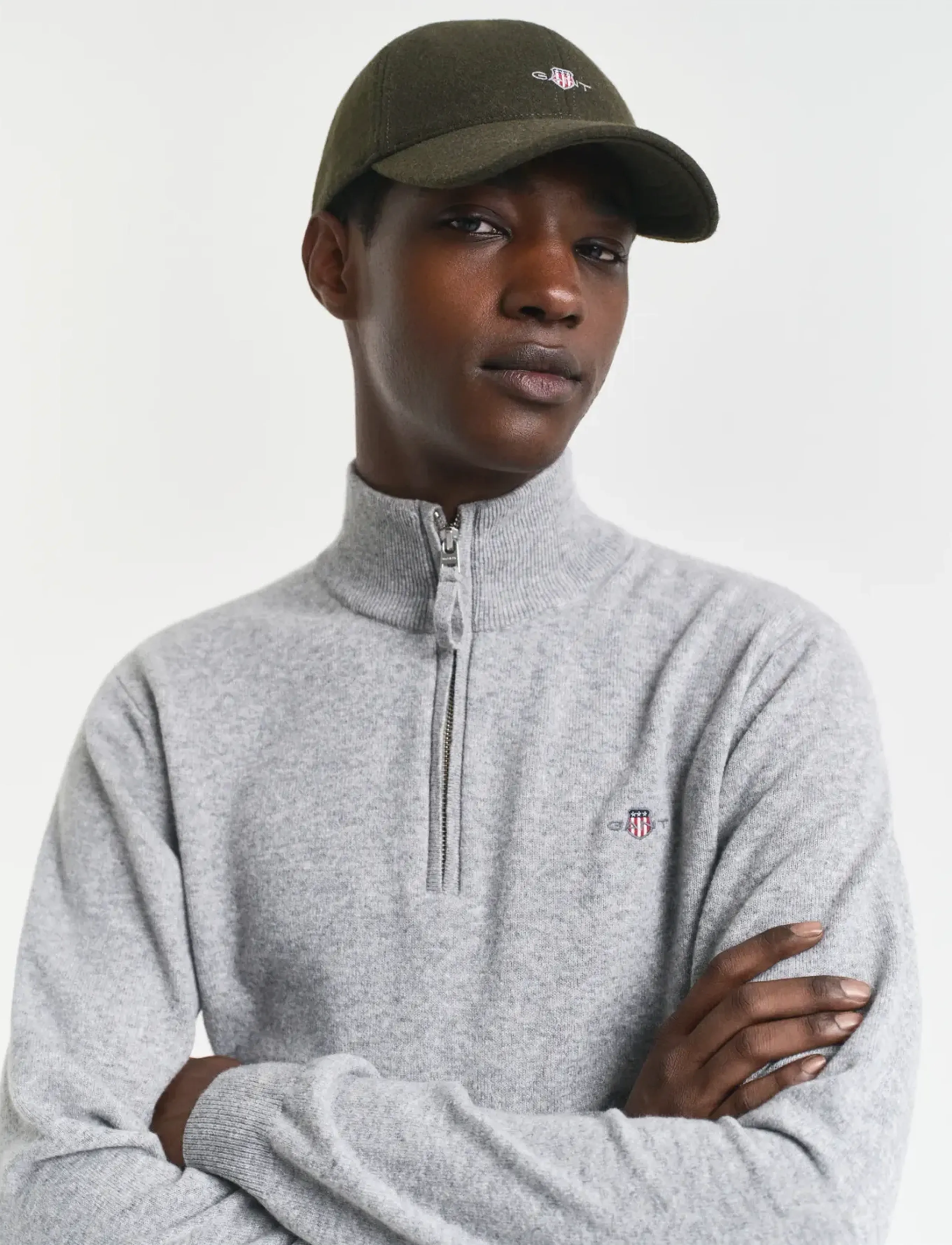 Gant - SUPERFINE LAMBSWOOL HALF ZIP - megztiniai - grey melange - 4