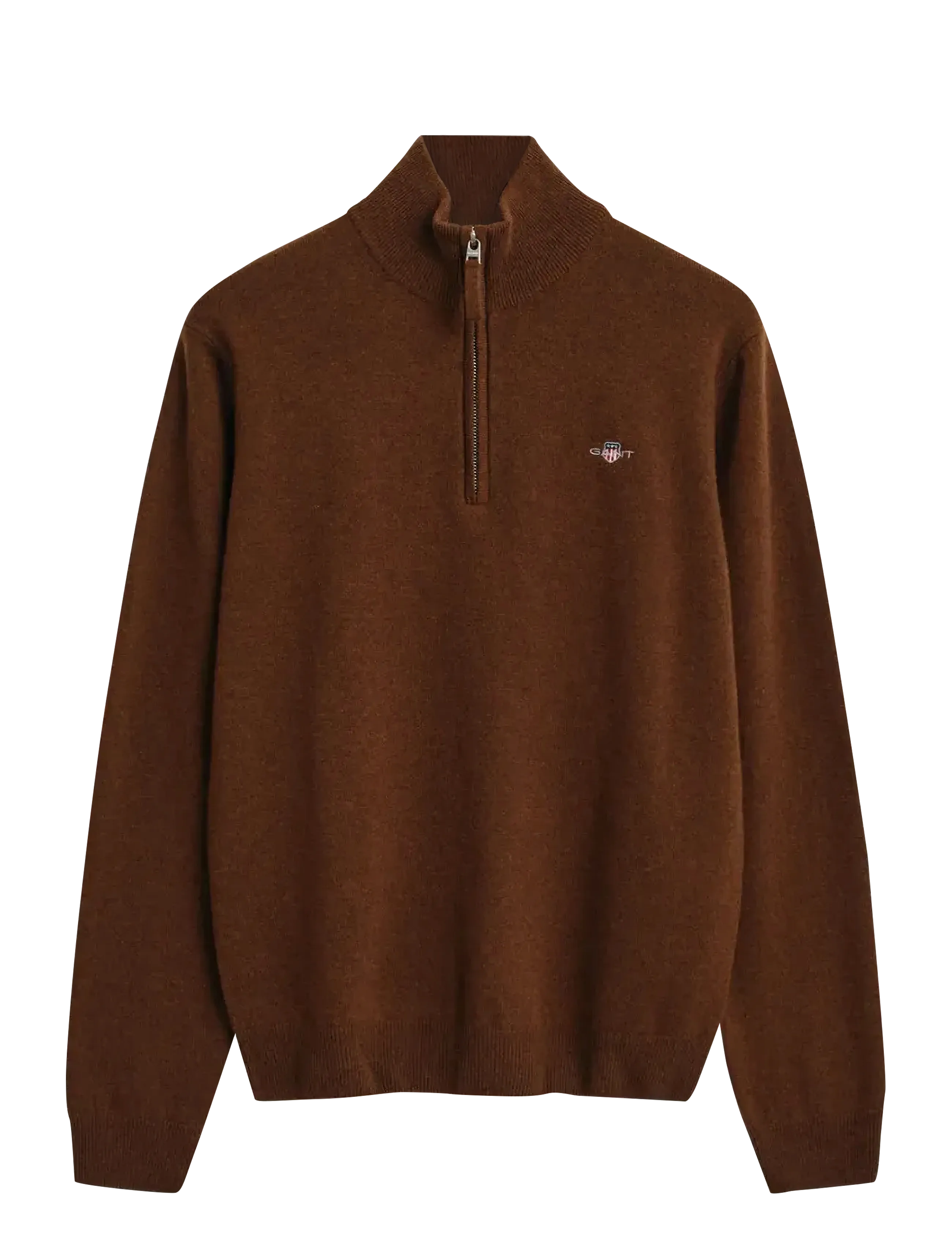 GANT SUPERFINE LAMBSWOOL HALF ZIP - Strickmode - MAHOGANY BROWN / beige