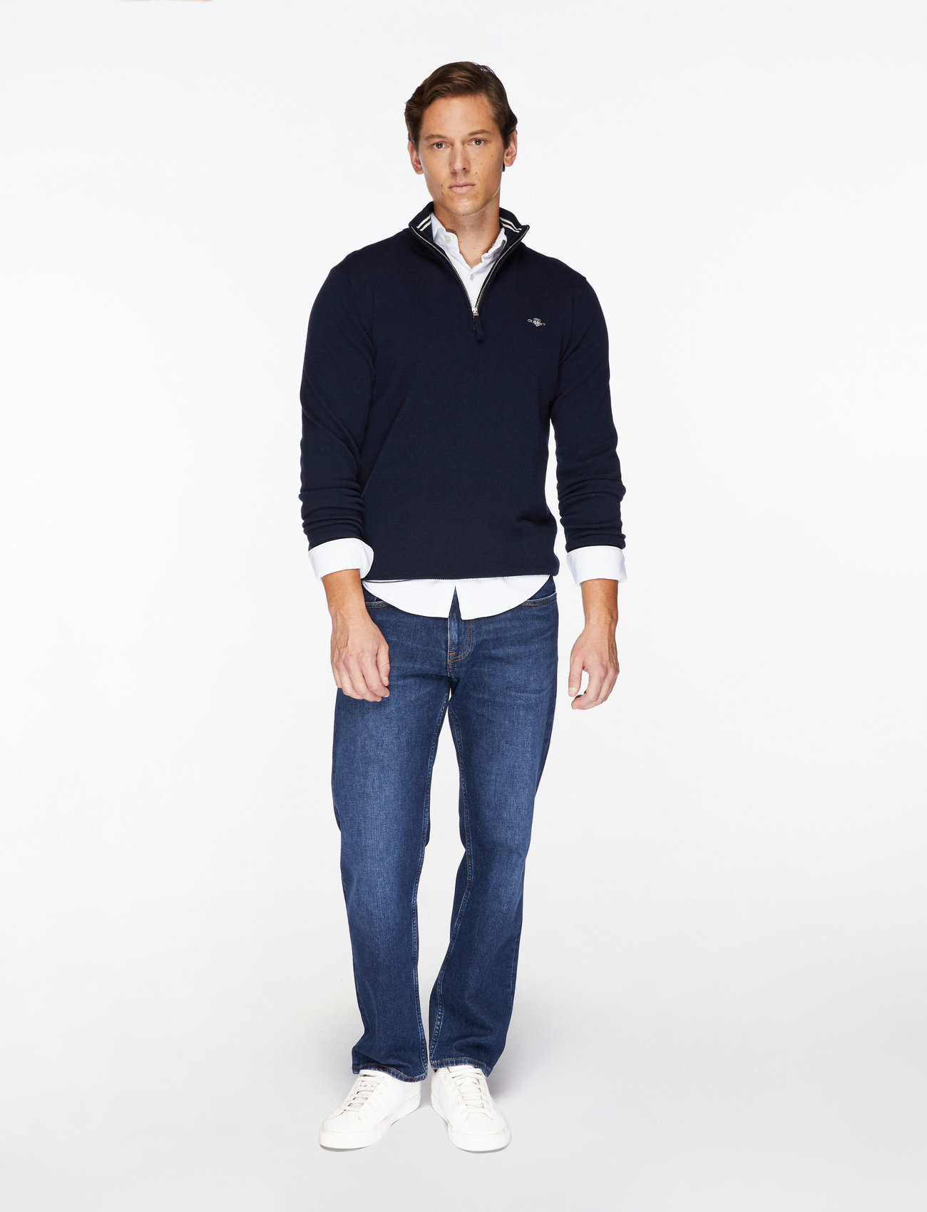 GANT - SUPERFINE LAMBSWOOL HALF ZIP - halfzip strik - marine - 3