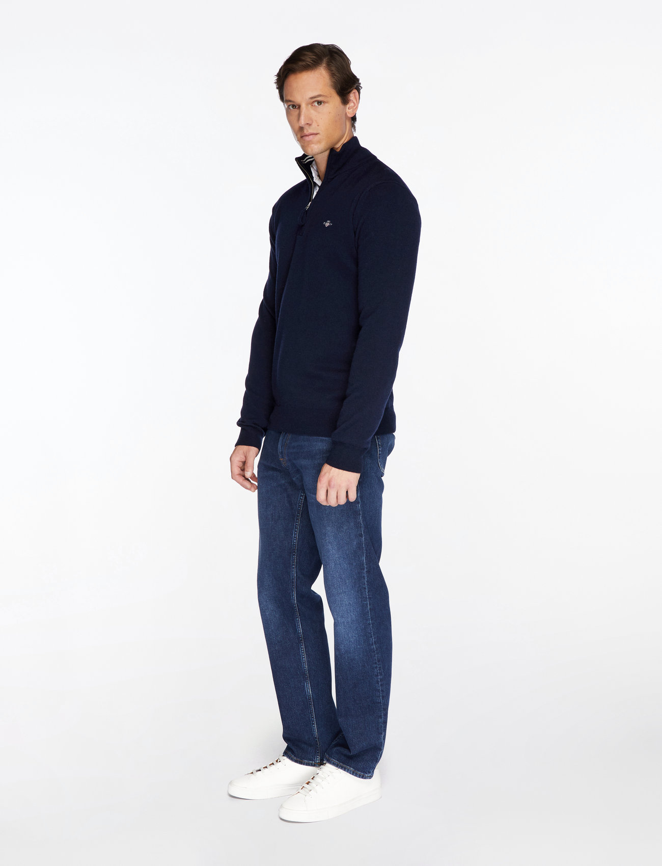 GANT - SUPERFINE LAMBSWOOL HALF ZIP - halfzip strik - marine - 4