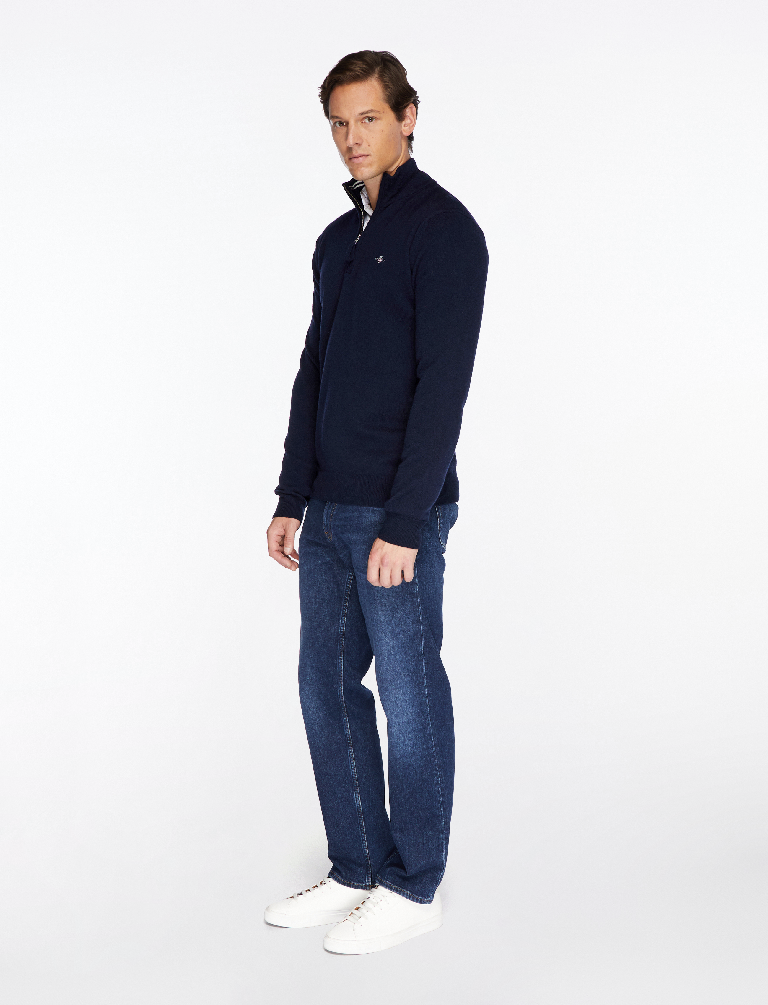 Gant - SUPERFINE LAMBSWOOL HALF ZIP - halfzip strik - marine - 4