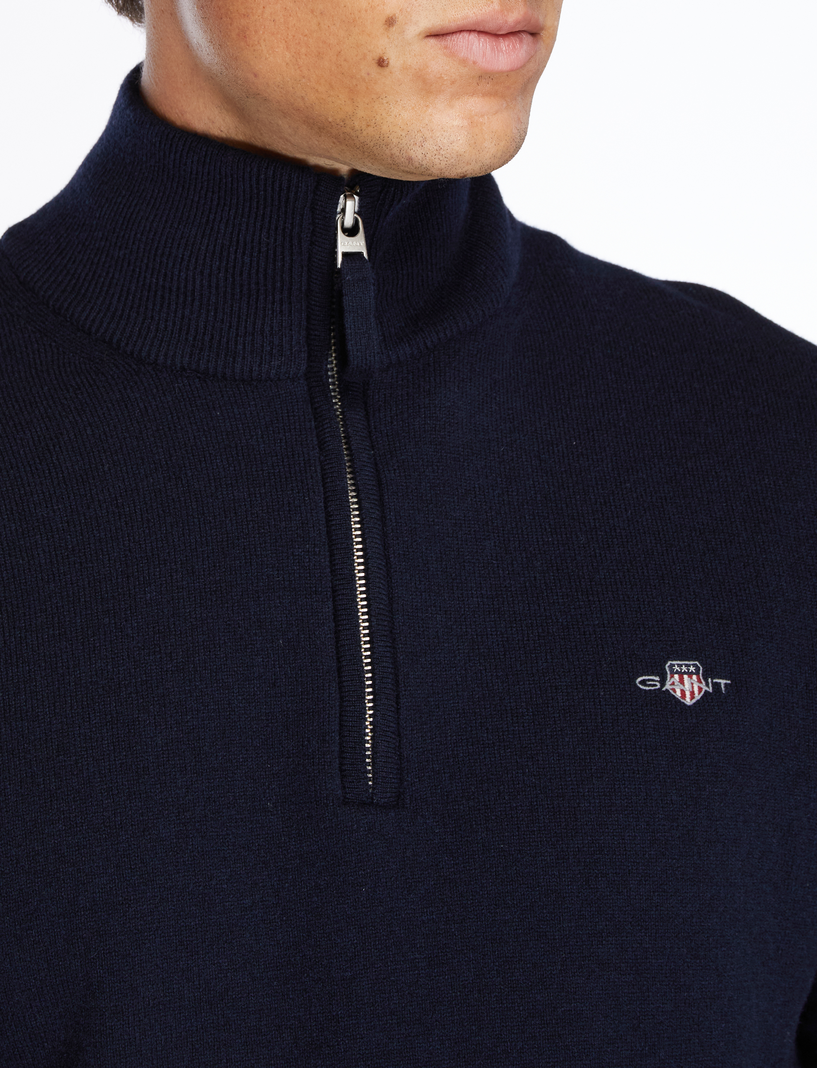 Gant Superfine Lambswool Half Zip stickade tröjor herr – bild 6