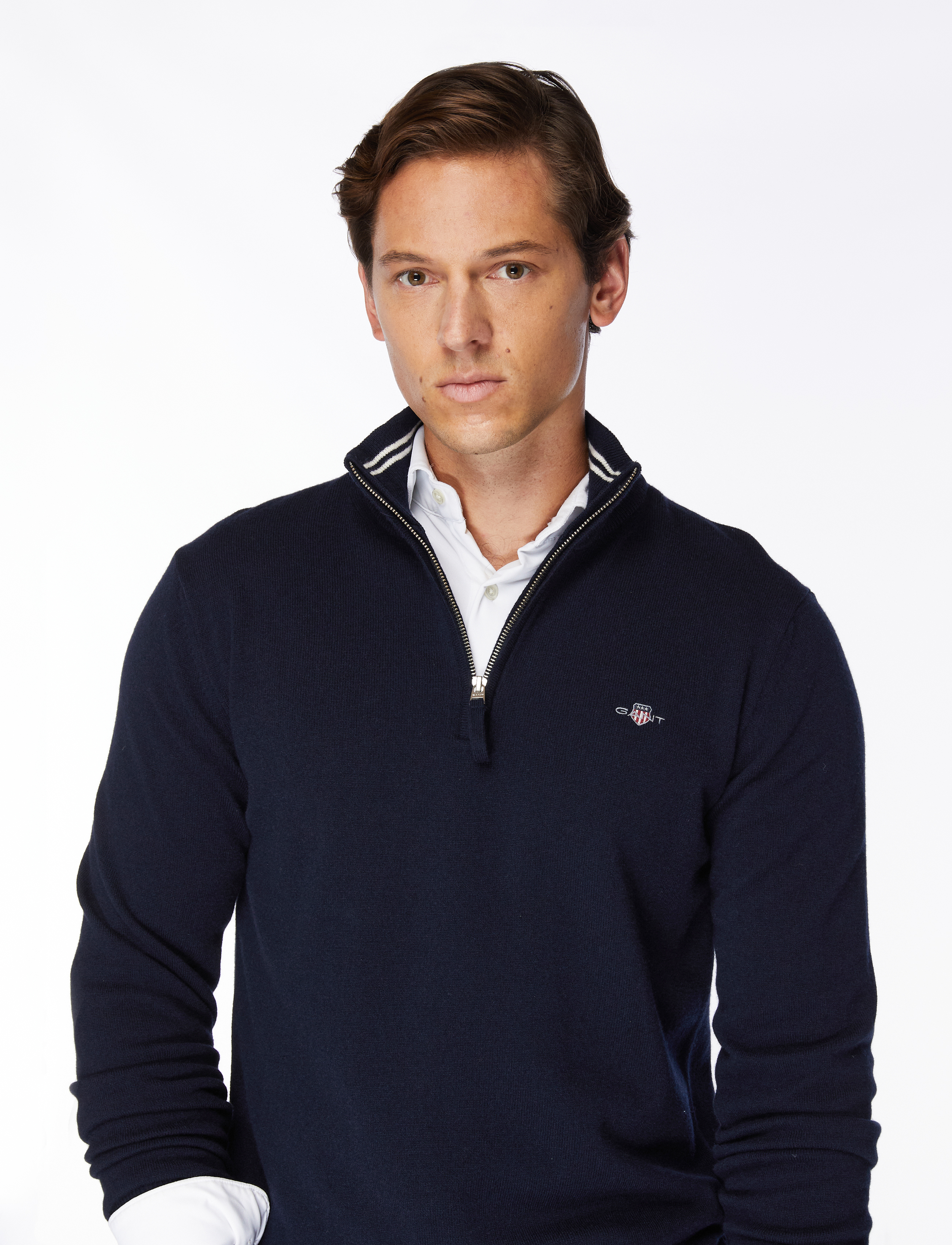 Gant Superfine Lambswool Half Zip stickade tröjor herr – bild 7
