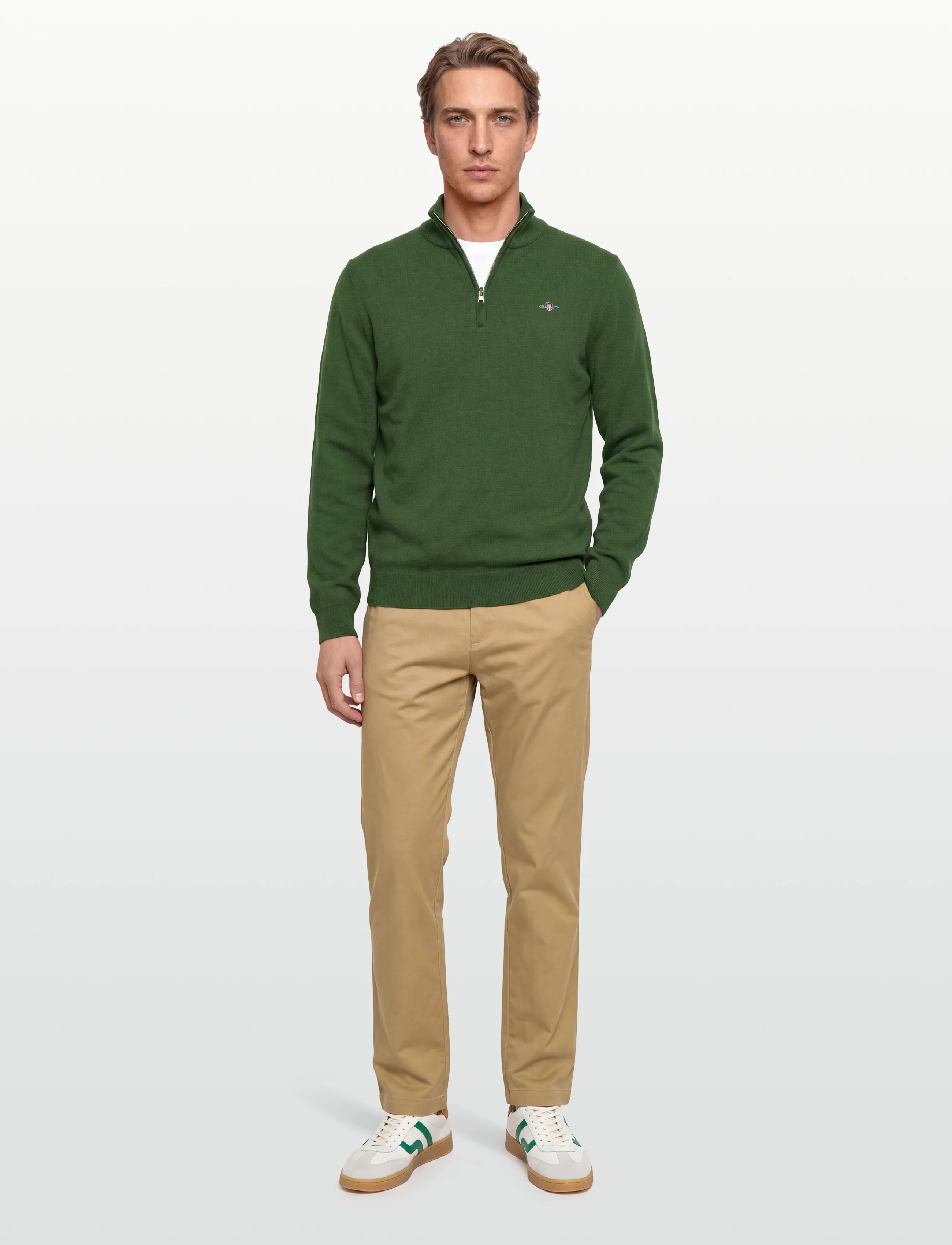 Gant - SUPERFINE LAMBSWOOL HALF ZIP - menn - moss green - 0