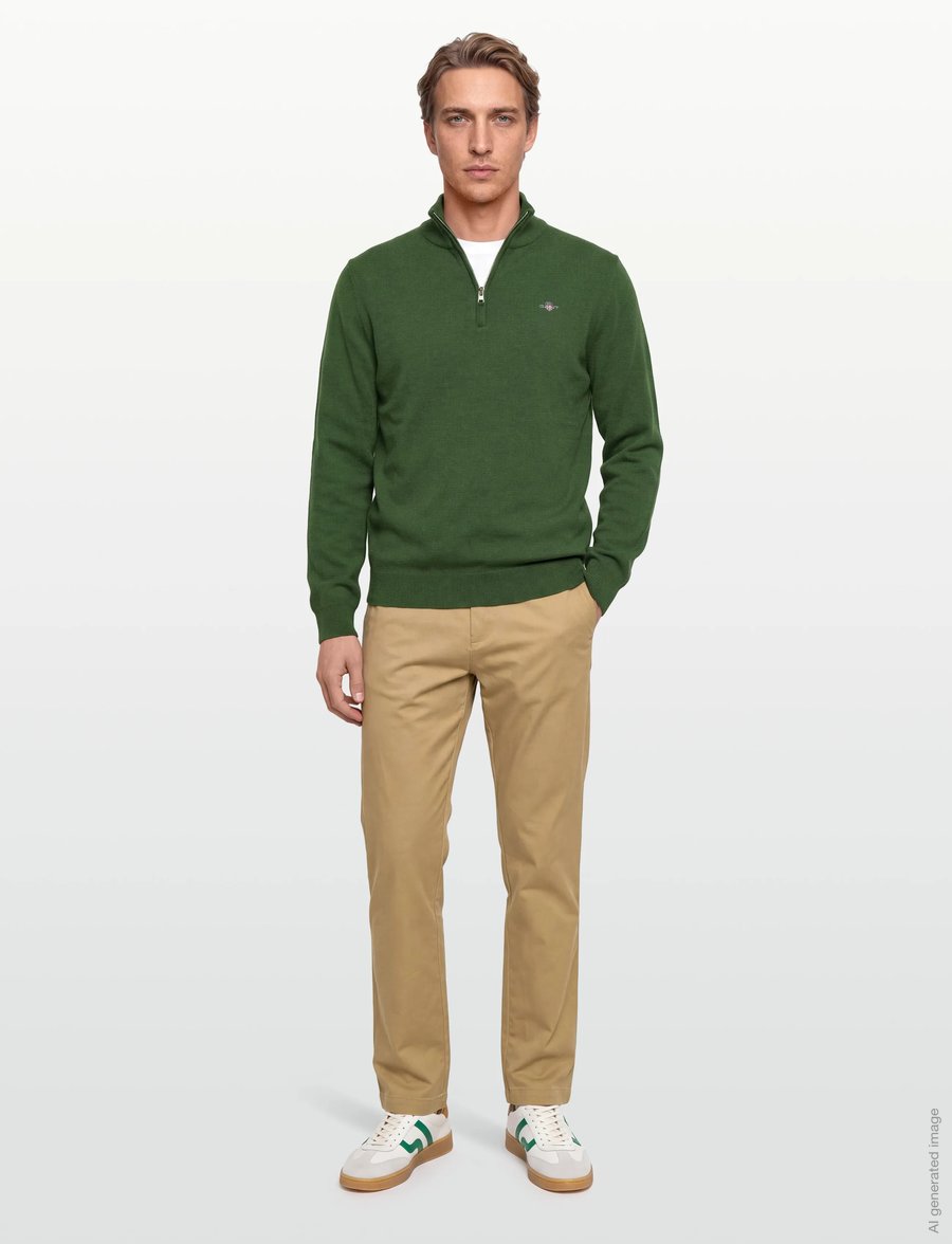 Gant - SUPERFINE LAMBSWOOL HALF ZIP - pullover mit halbem reißverschluss - moss green - 0