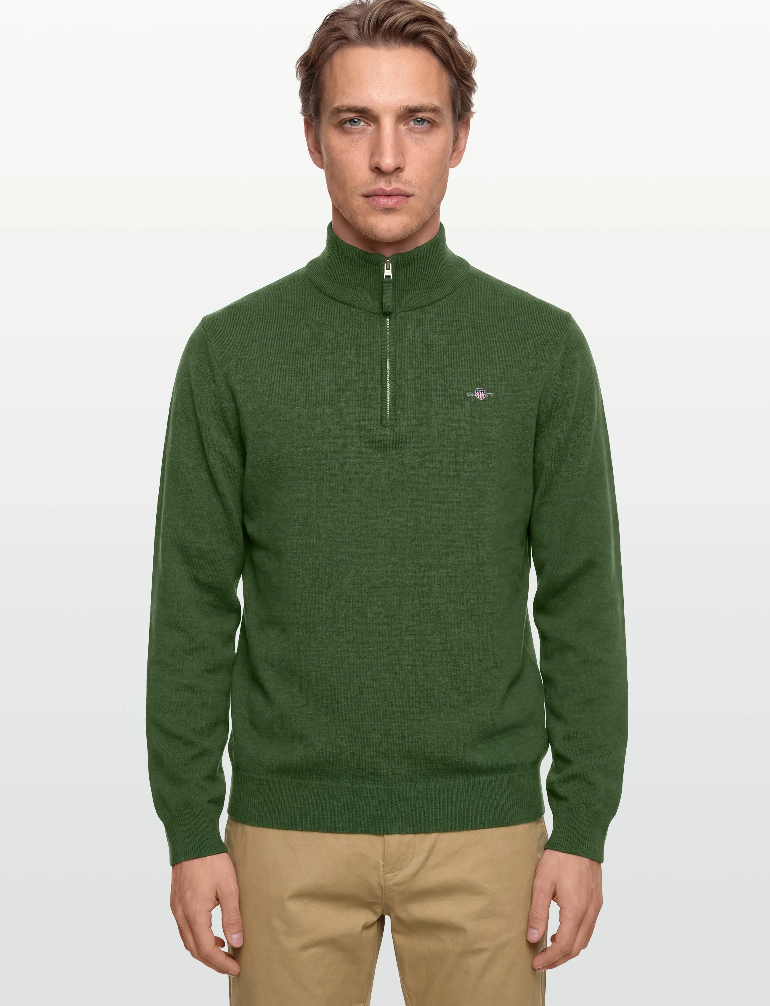 Gant - SUPERFINE LAMBSWOOL HALF ZIP - menn - moss green - 3