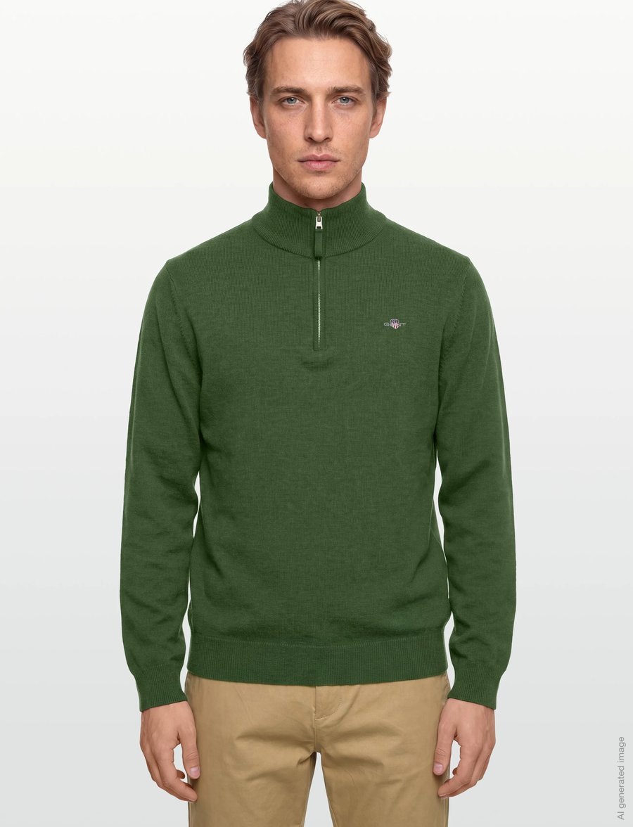 Gant - SUPERFINE LAMBSWOOL HALF ZIP - pullover mit halbem reißverschluss - moss green - 3